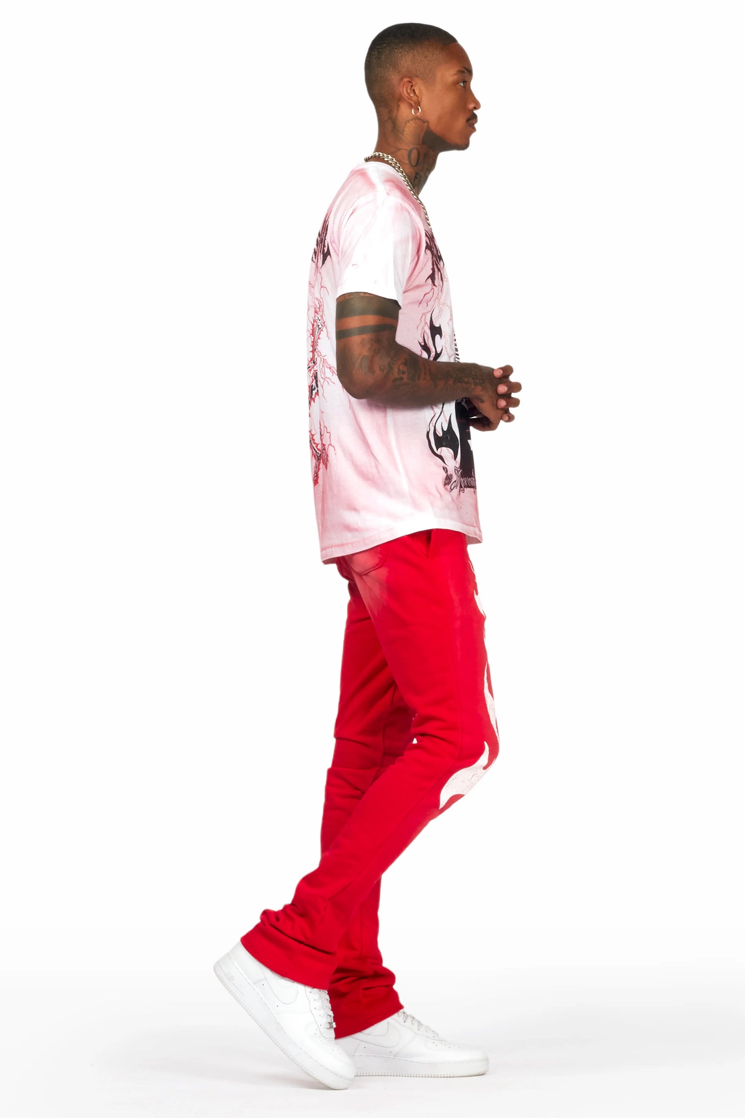 Deathrow Red T-Shirt/Stacked Flare Pant Set