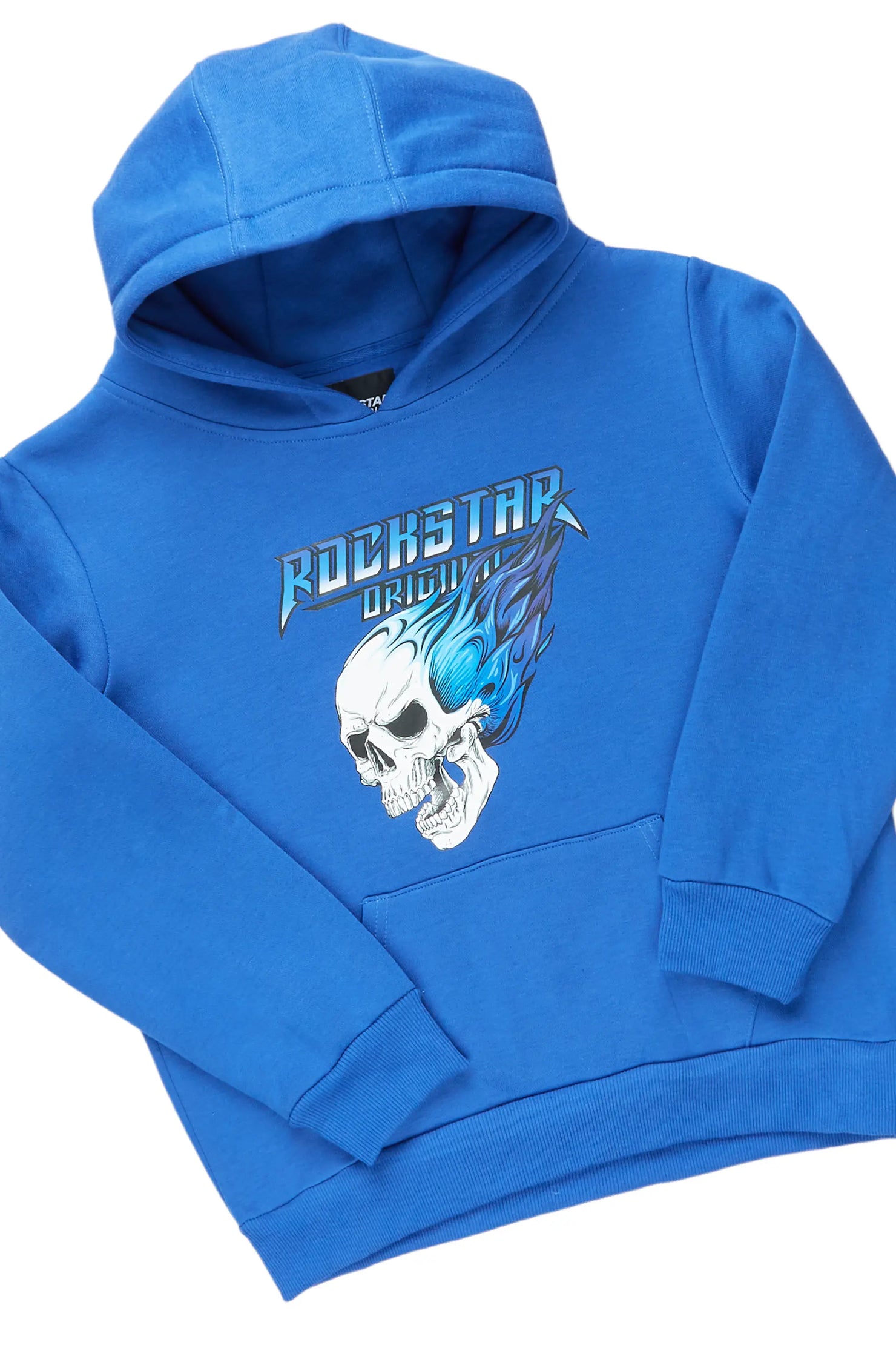 Boys Francis Royal Blue Hoodie Stacked Flare Track Set