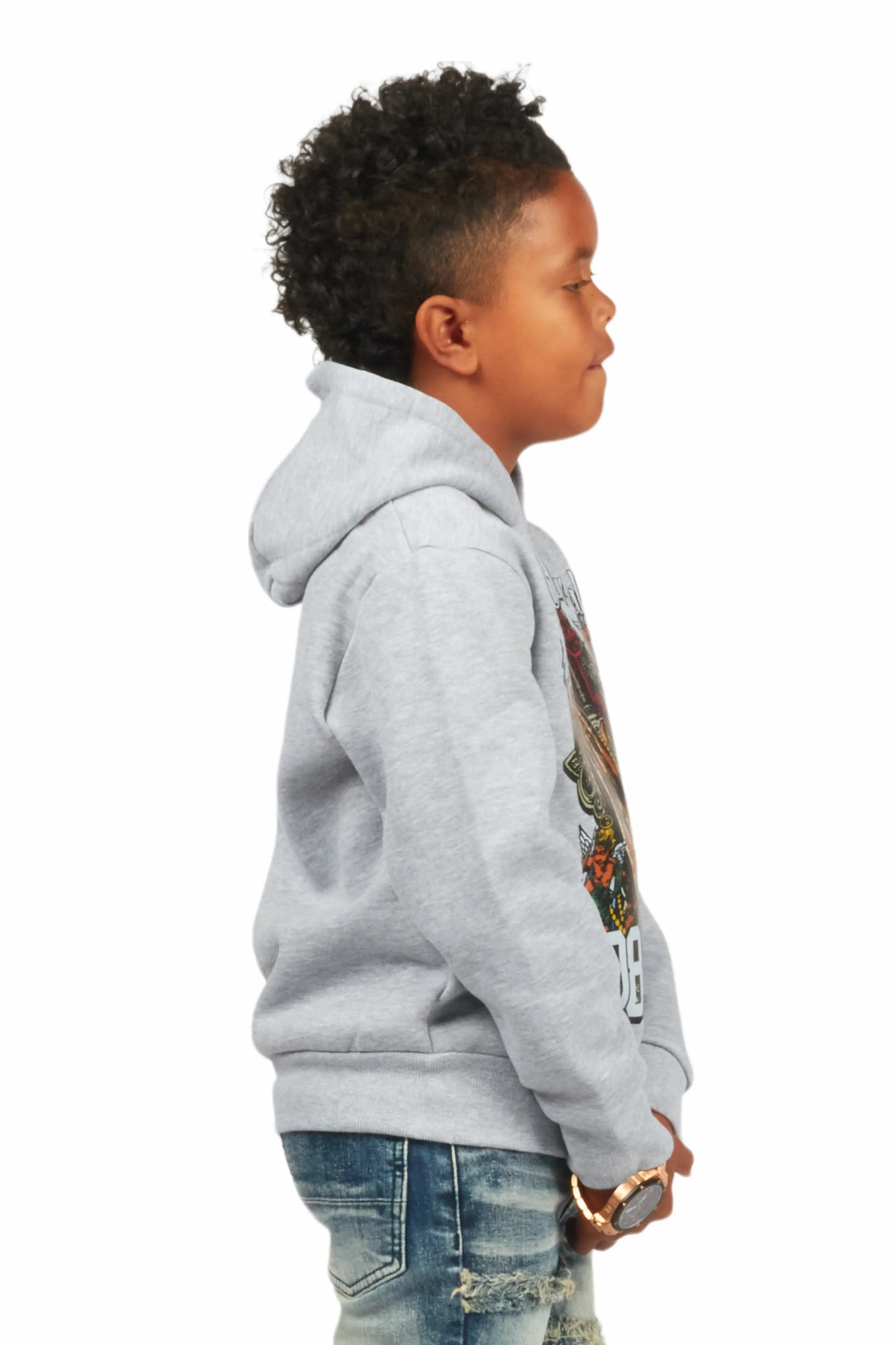 Boys Jaylen Grey Graphic Hoodie