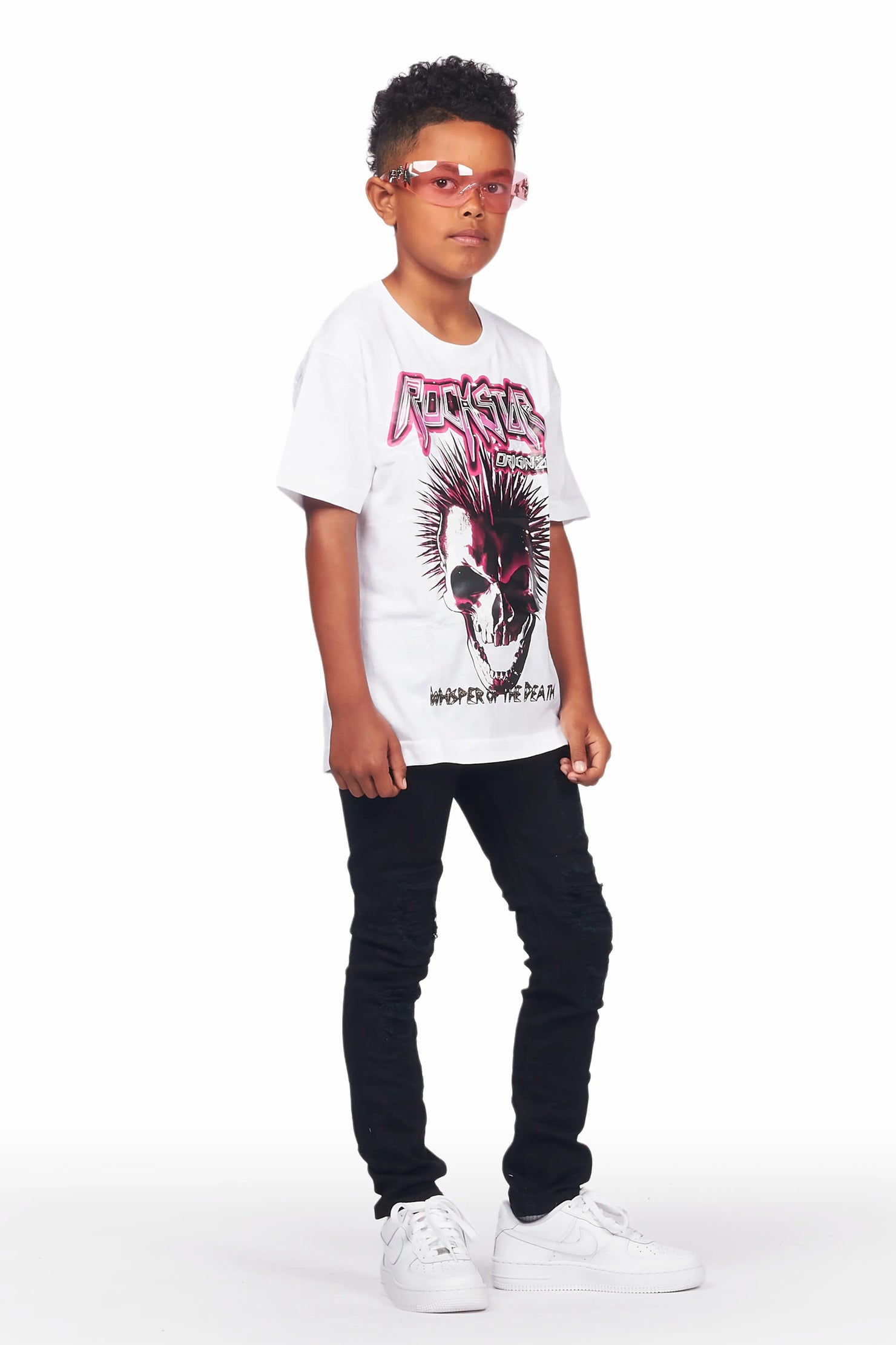 Boys Ganesh White T-Shirt Skinny Jean Set