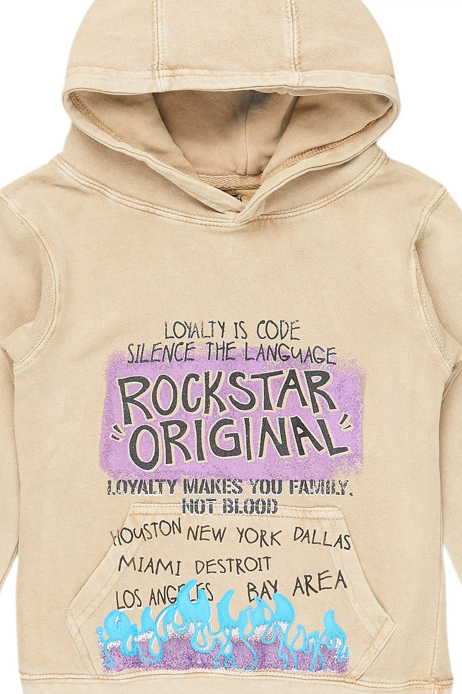 Girls Bena Vintage Beige Graphic Hoodie