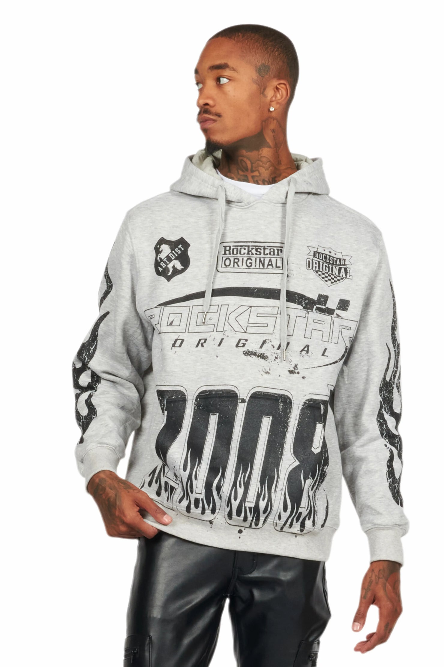 Amos Heather Grey Graphic Hoodie