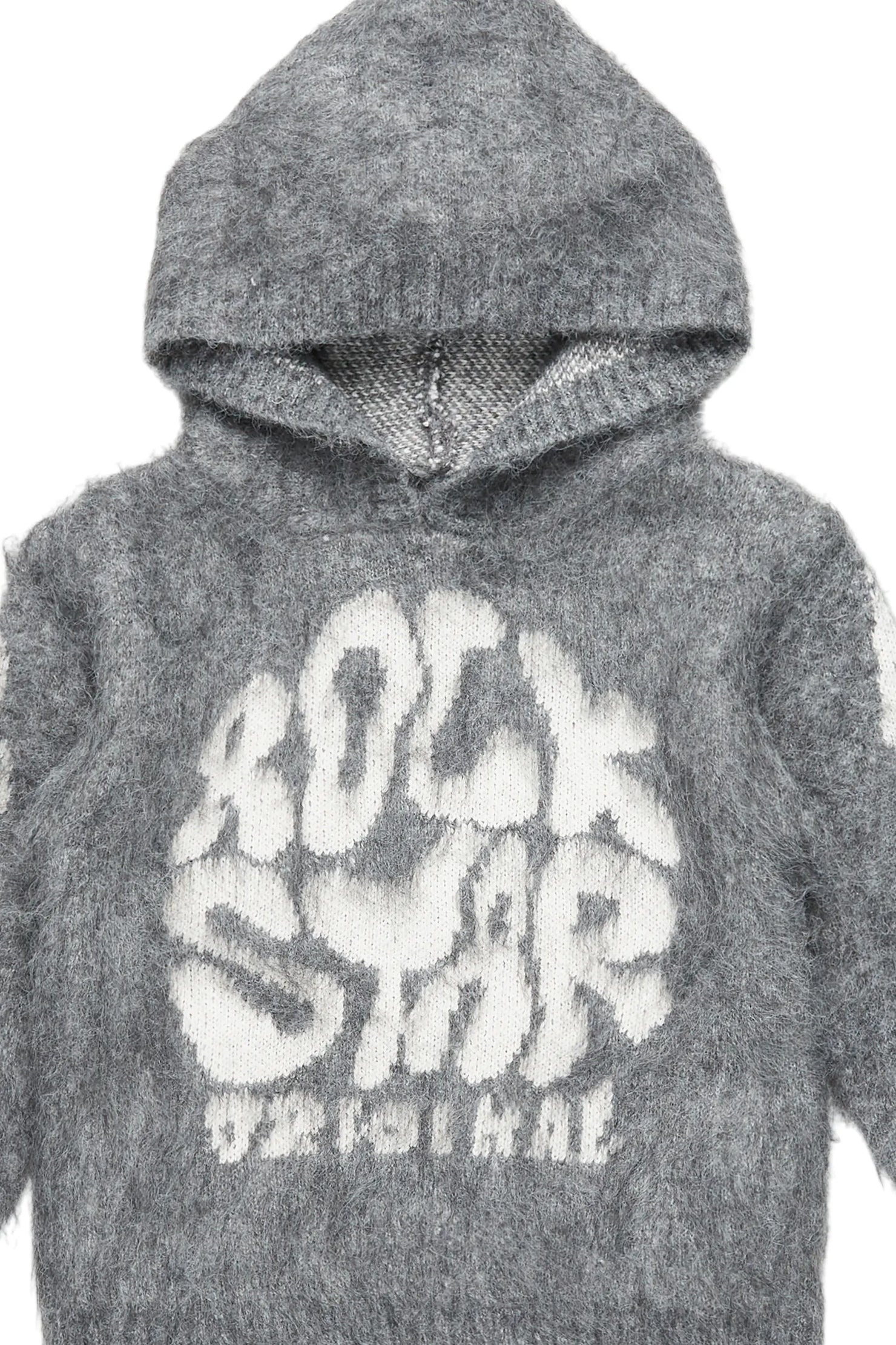 Boys Hakon Grey Graphic Knitted Mohair Hoodies