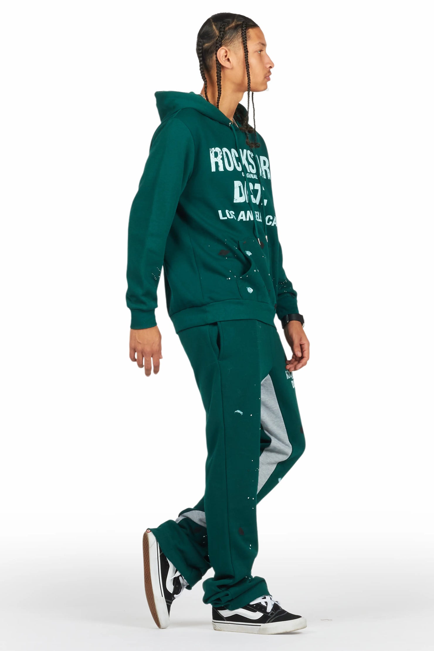 Scottie Green/White Hoodie/Baggy Track Pant Set