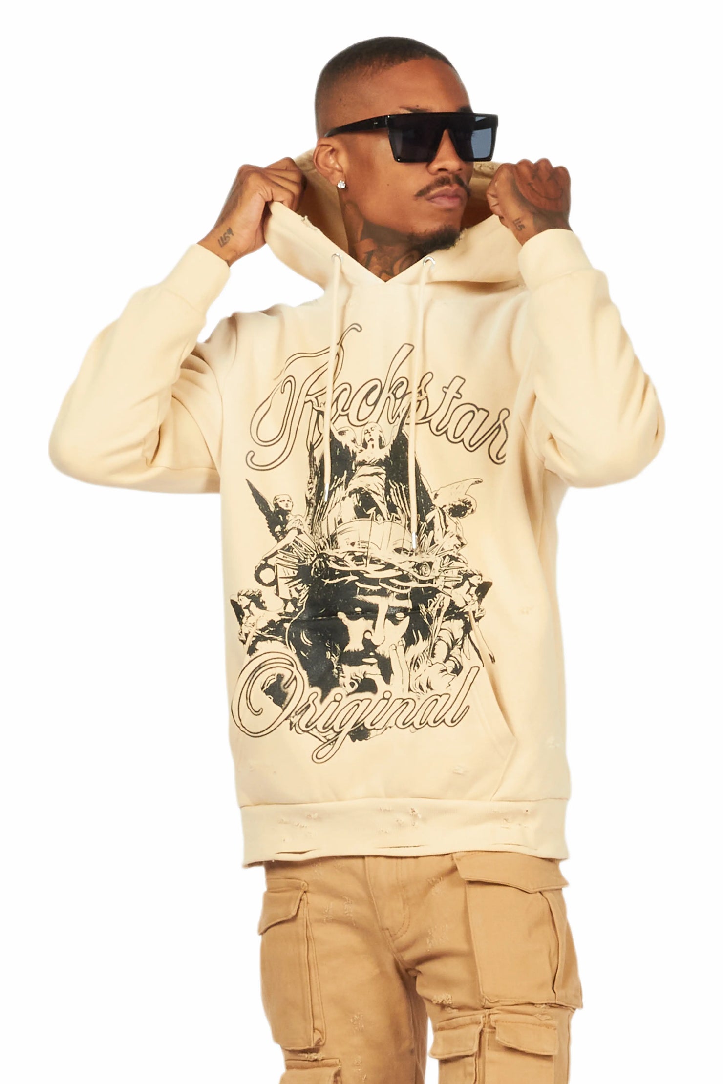 Finna Beige Graphic Hoodie