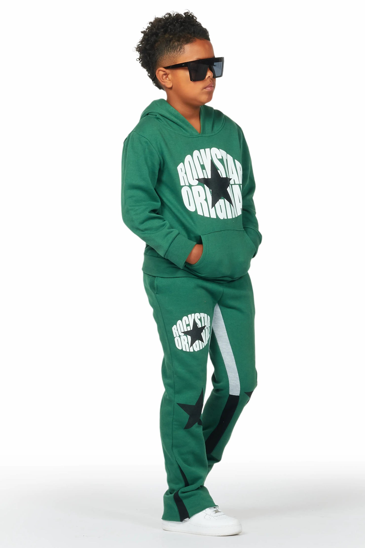 Boys Sarge Green Stacked Pant Set