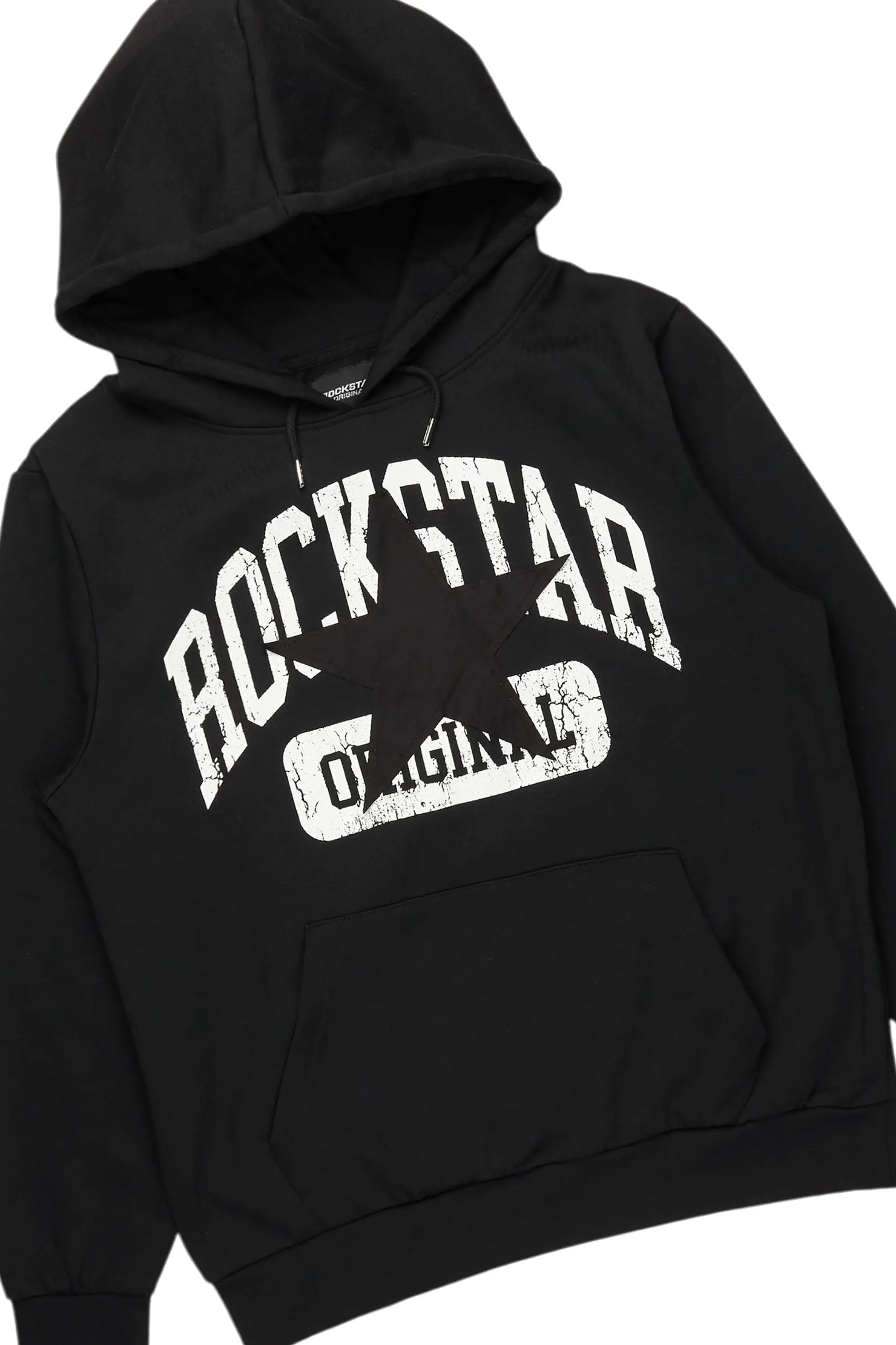 Mallor Black/White Baggy Stacked Hoodie Track Set