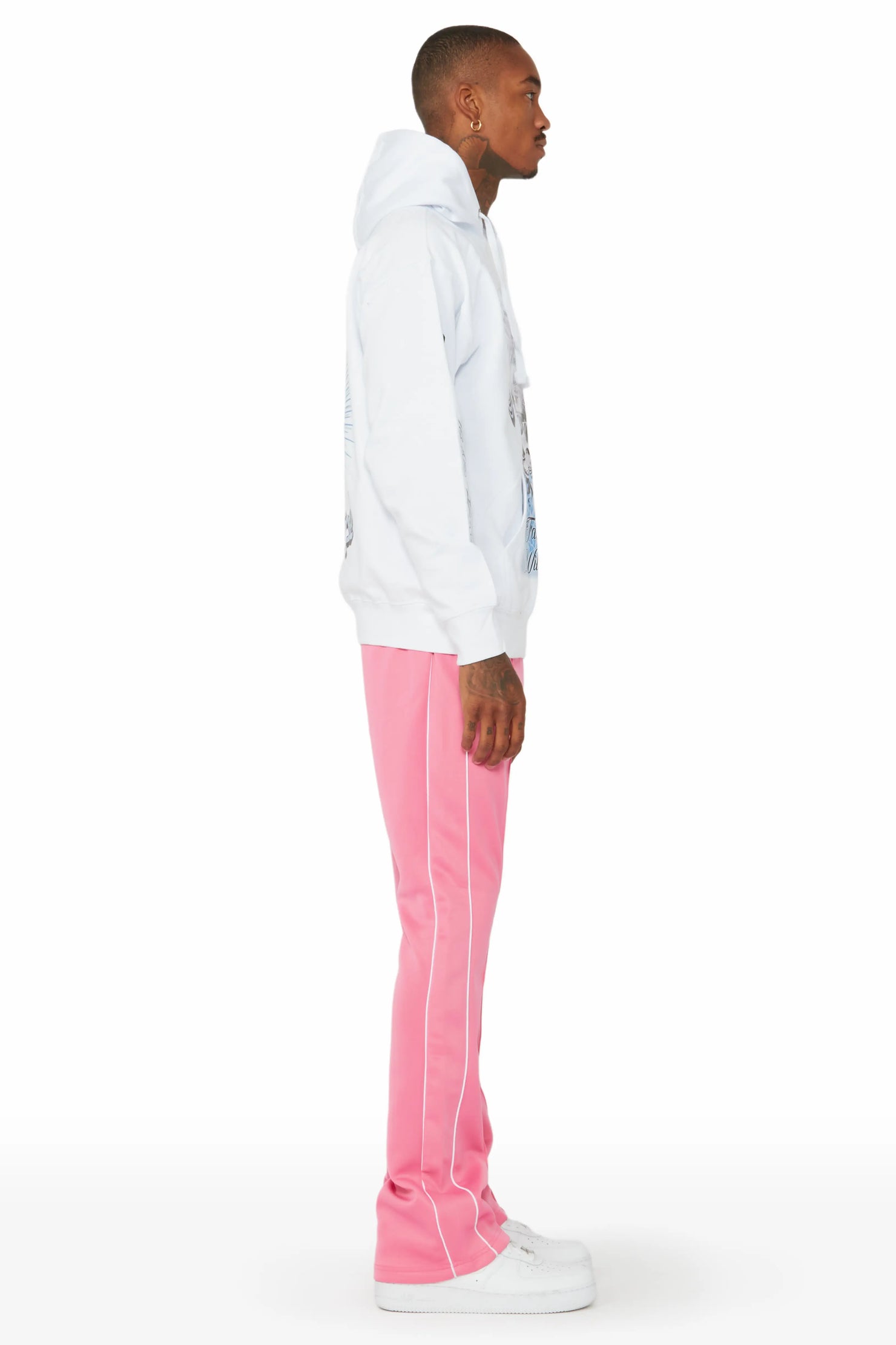 Kimball White/Pink Graphic Hoodie/Track Pant Set