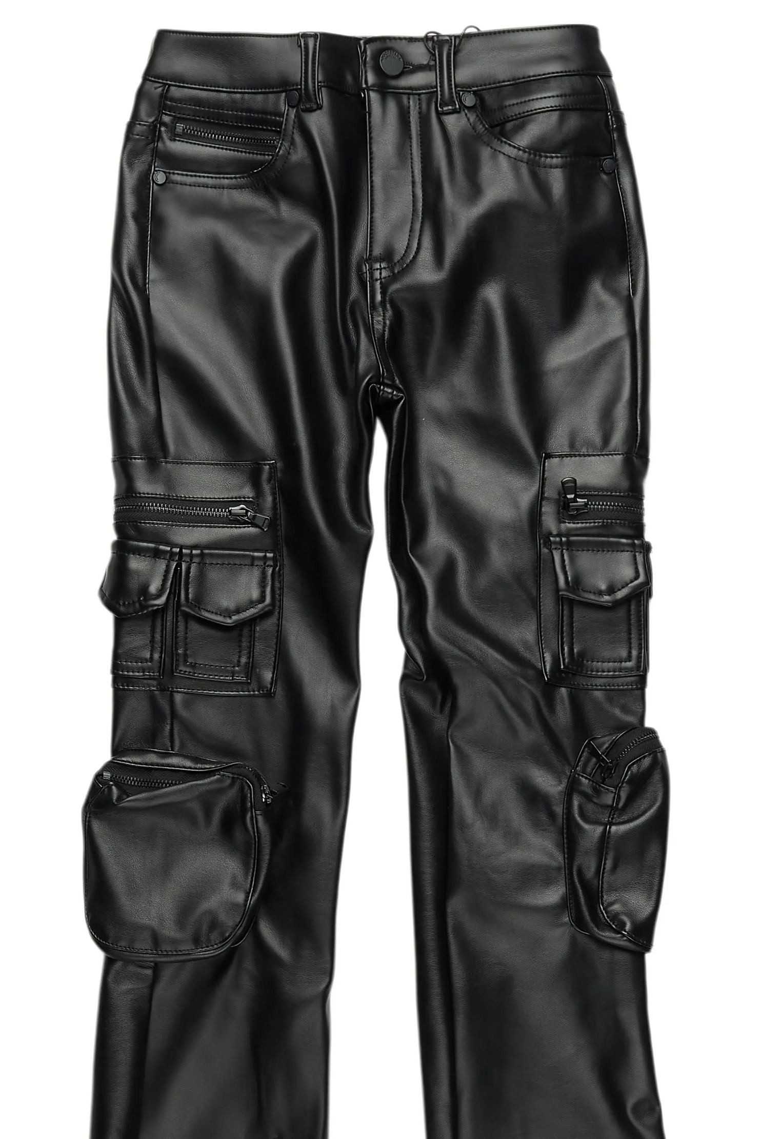 Boys Sutton Black  PU Leather Jean