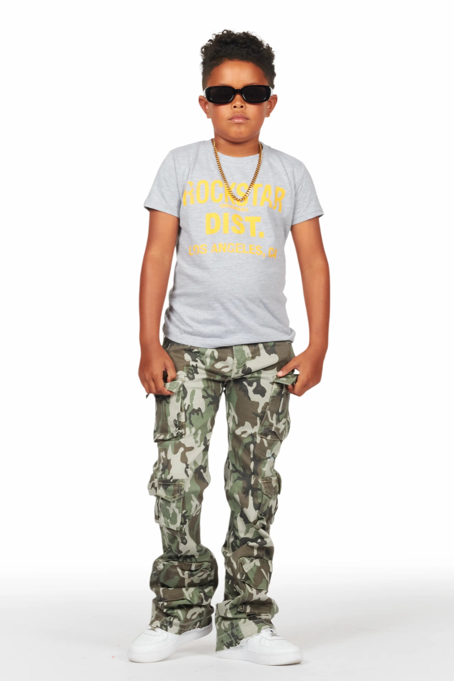 Boys Koen Grey/Yellow Graphic T-Shirt