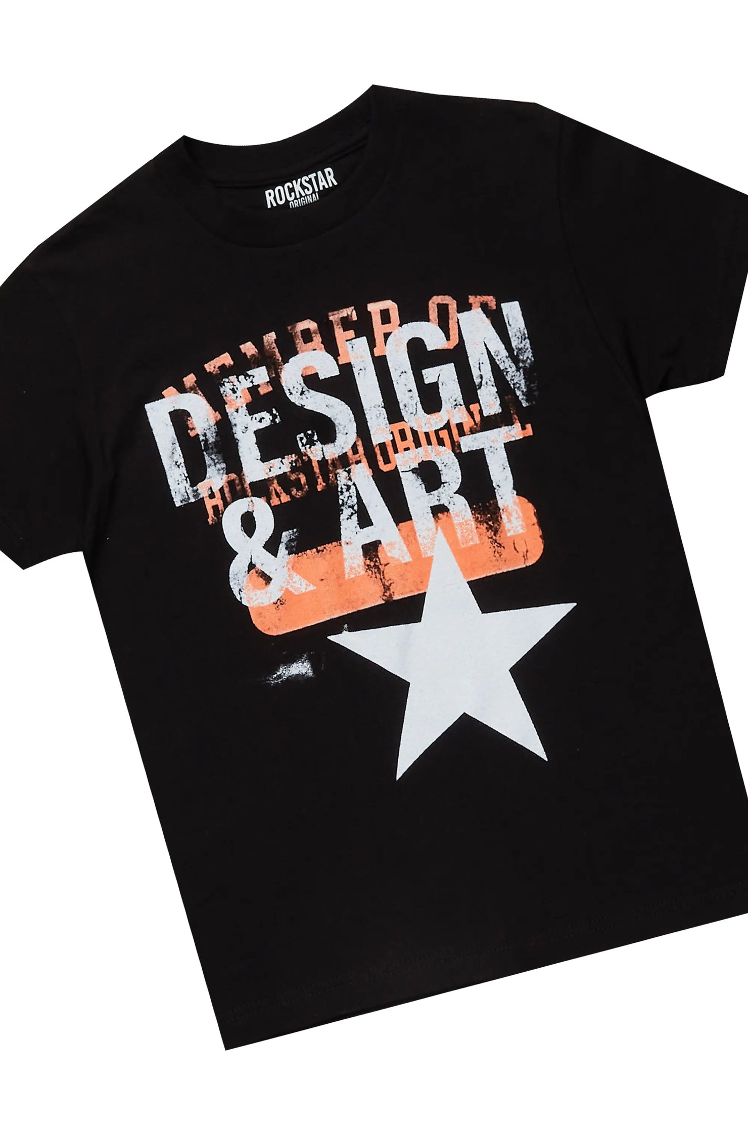 Boys Dion Orange/Black T-Shirt Stacked Set