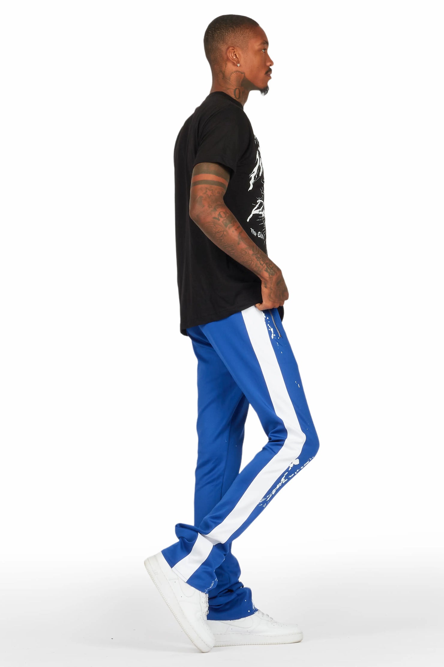 Tally Black/Royal T-Shirt/Stacked Flare Track Set