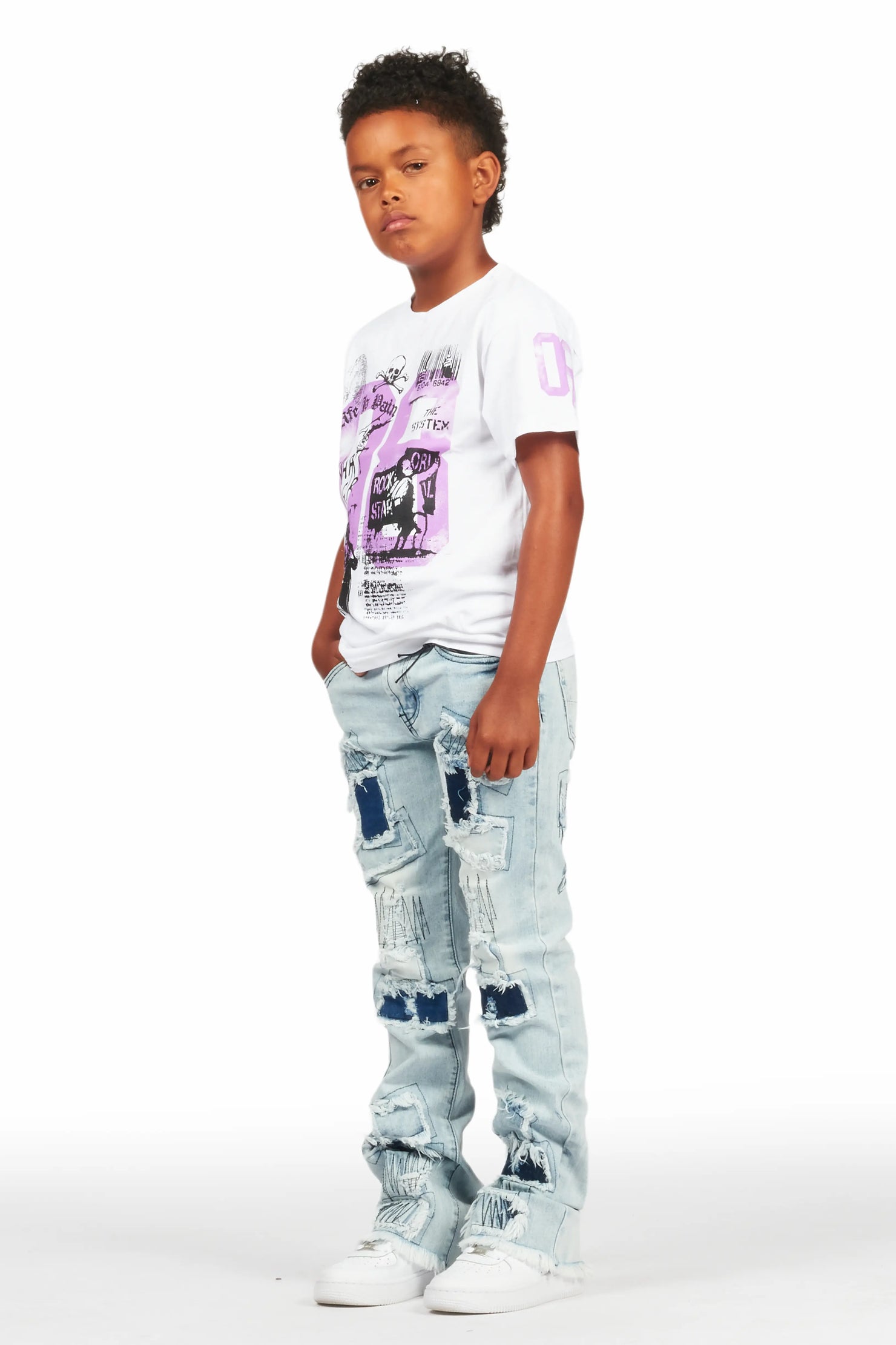 Boys Camden Blue Stacked Flare Jean