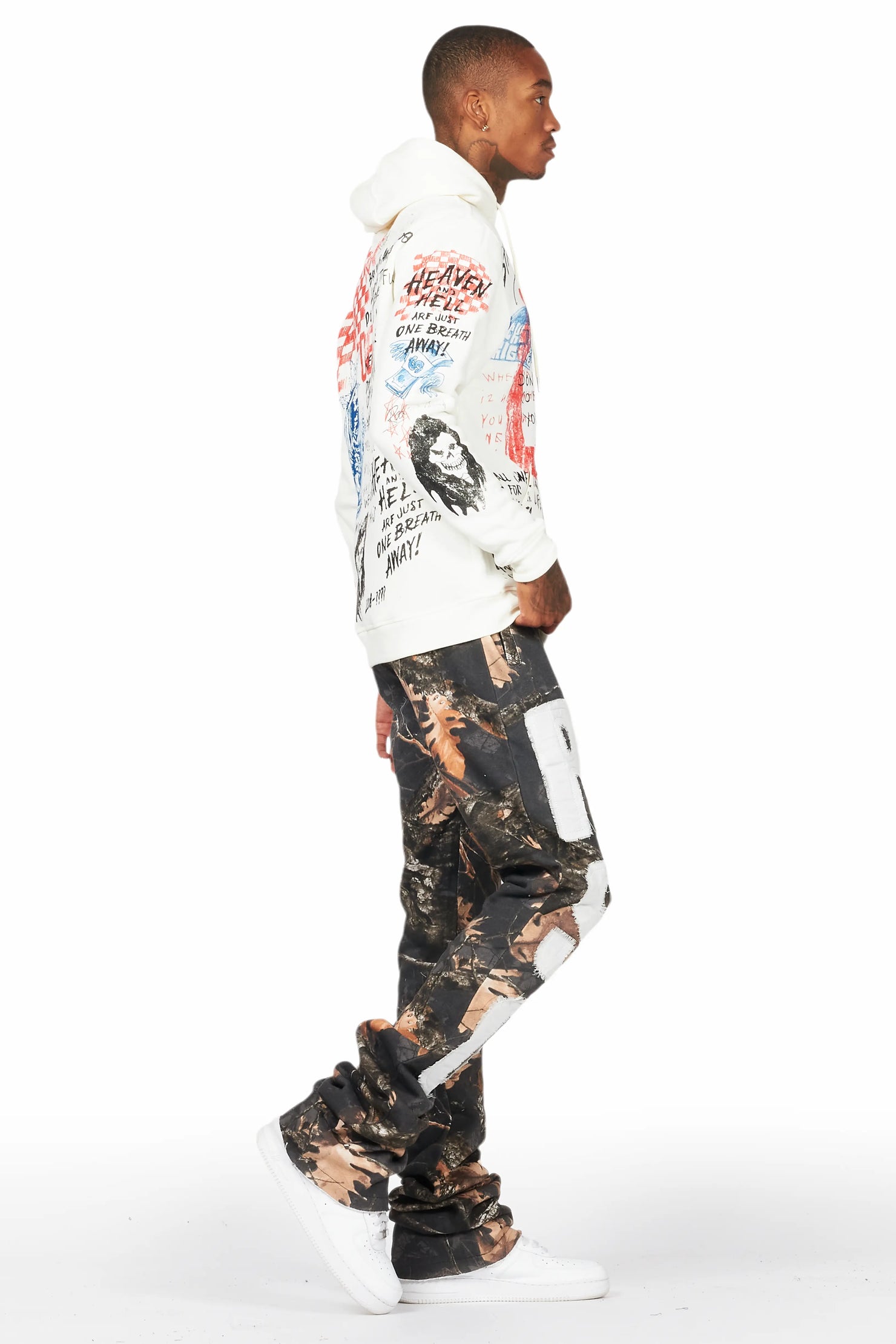 Bansi Black Tree Camo Super Stacked Trackpant