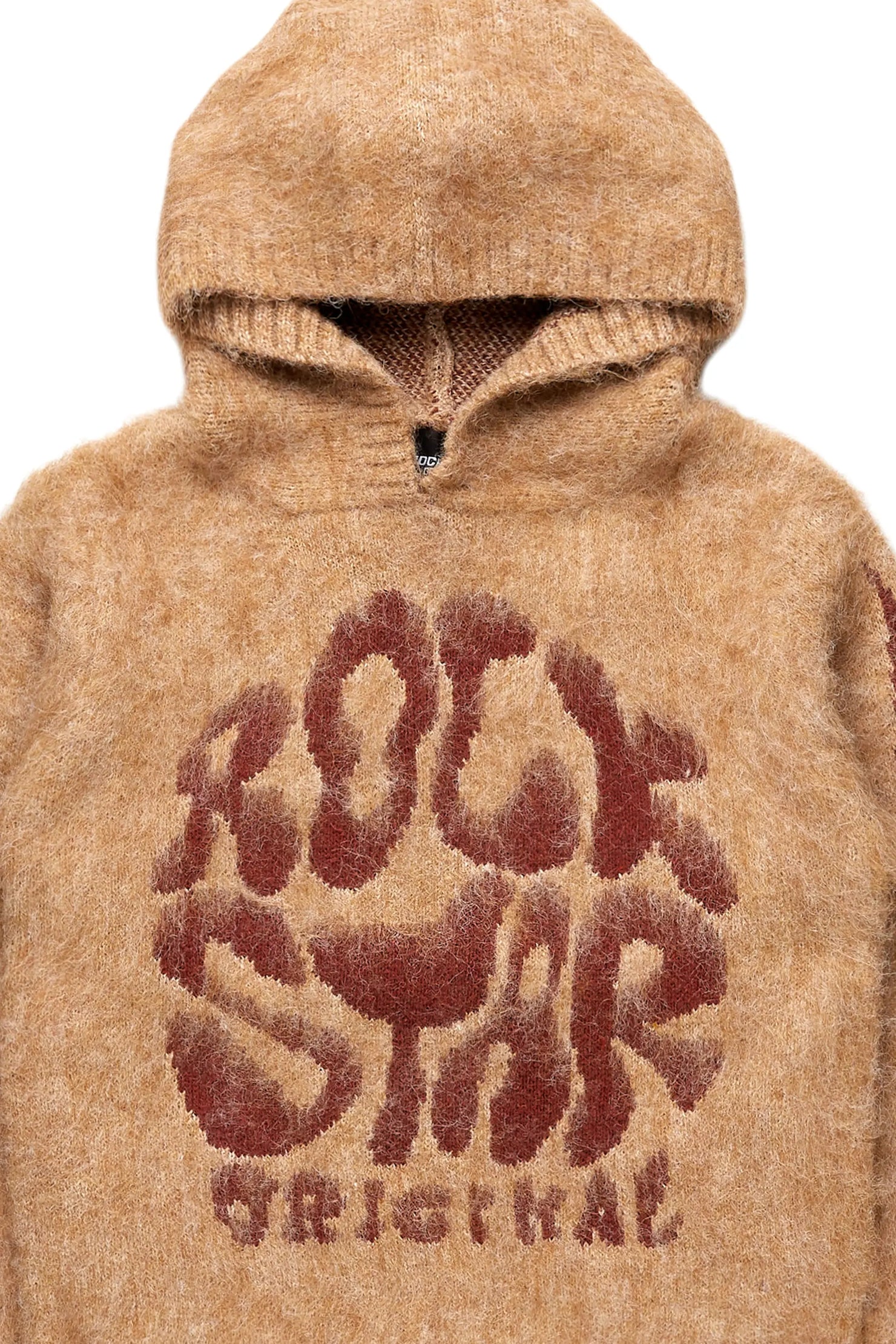 Boys Hakon Brown Graphic Knitted Mohair Hoodie