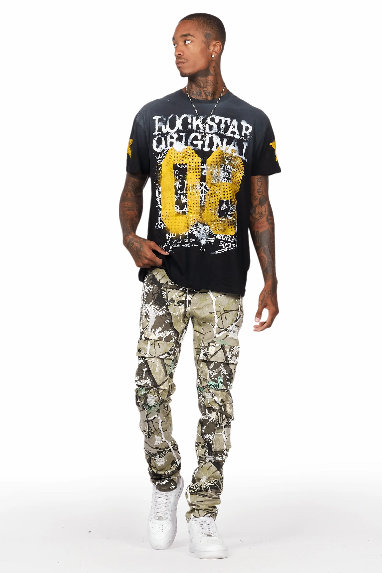 Adril Tree Camo Skinny Fit Cargo Jean