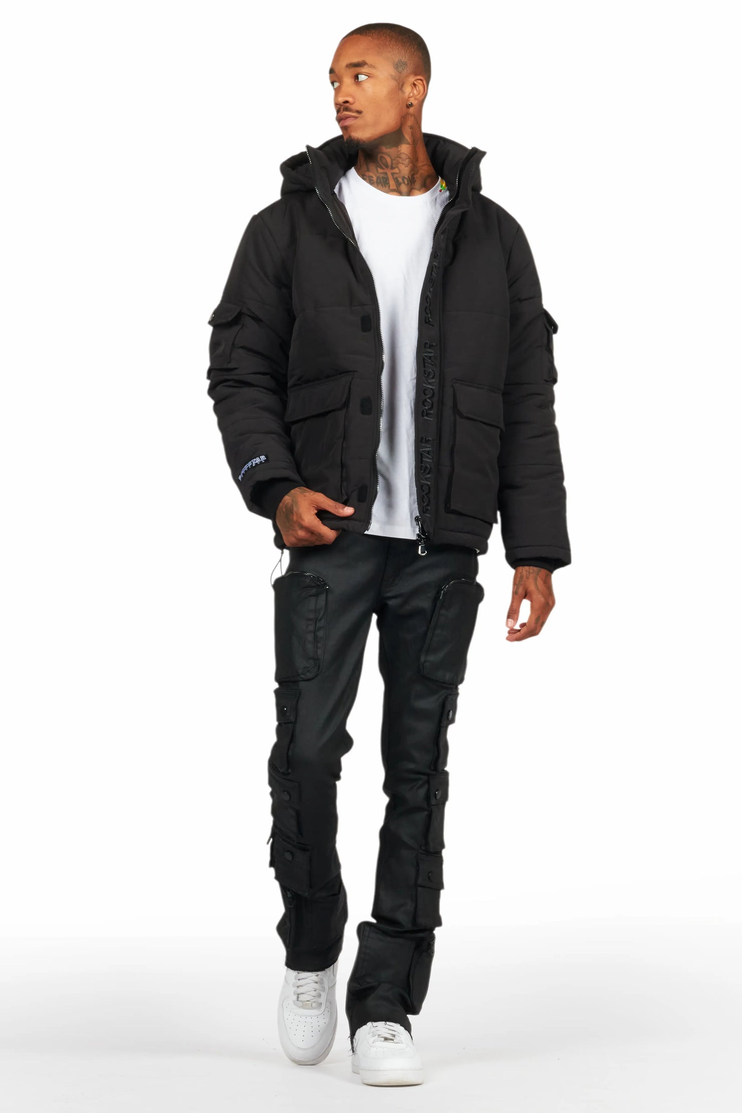 Adley Black Utility Puffer Jacket