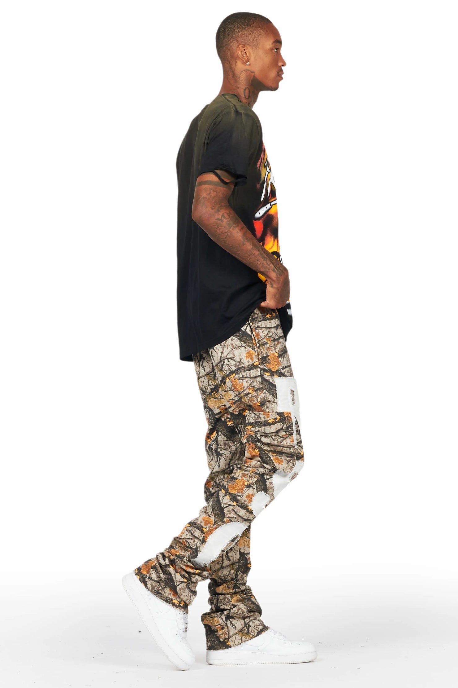 Admir Tree Camo Stacked Flare Pant