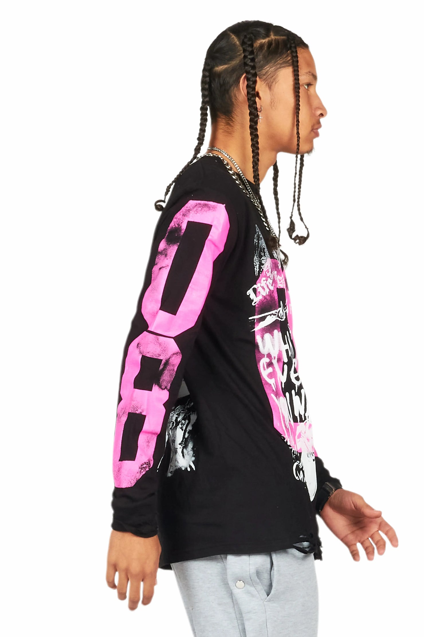 Grill Black/Pink Long Sleeve Graphic T-Shirt