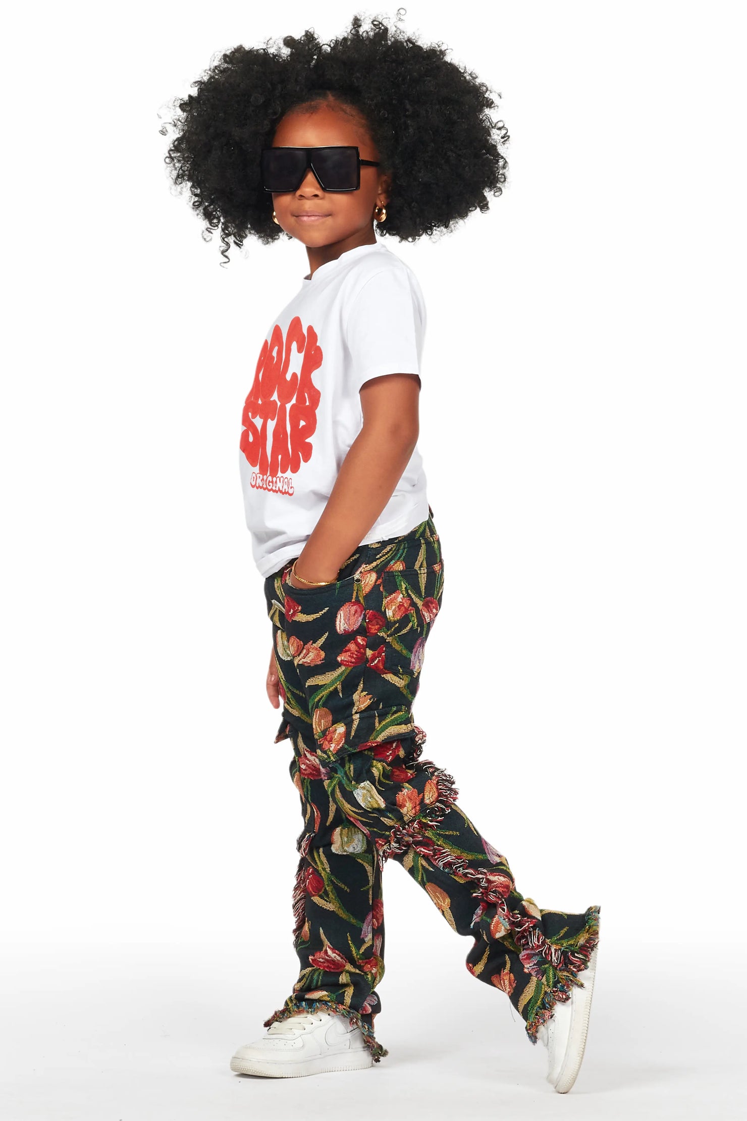 Girls Anaya Black Slim Flare Pants