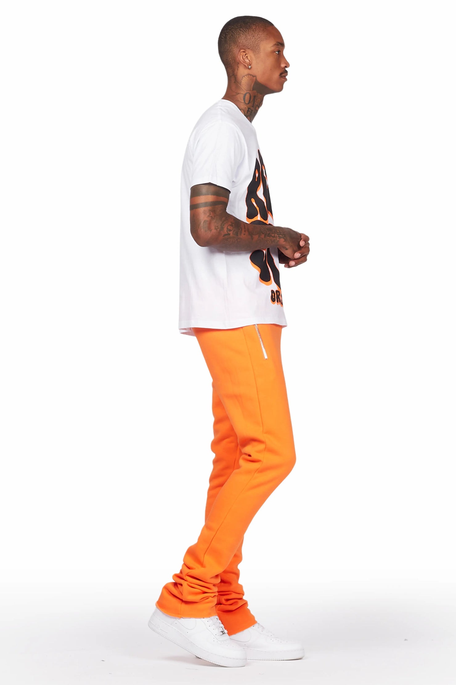 Warblen Orange T-Shirt/Stacked Flare Pant Set