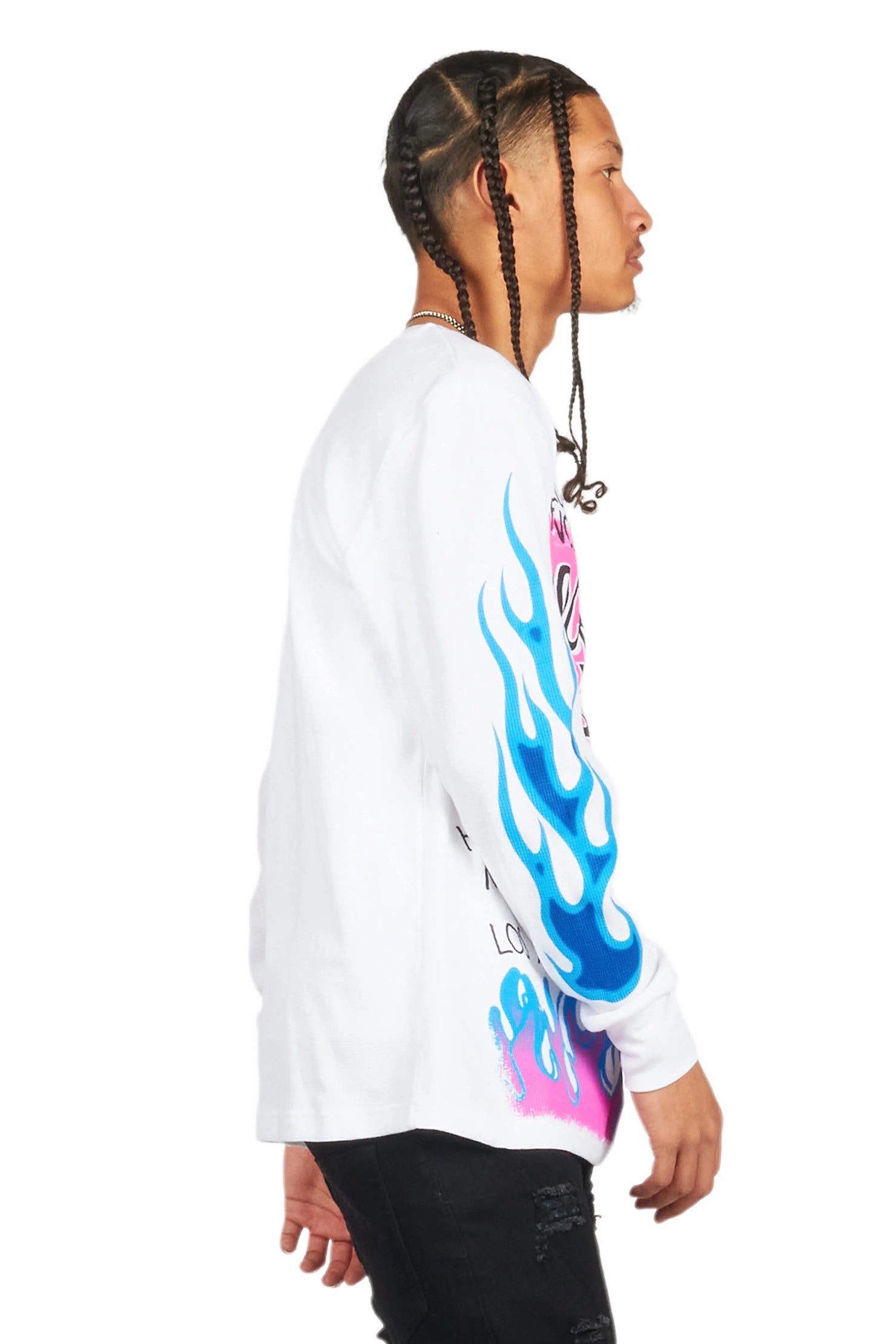 Beno Thermal White Long Sleeve Graphic T-Shirt