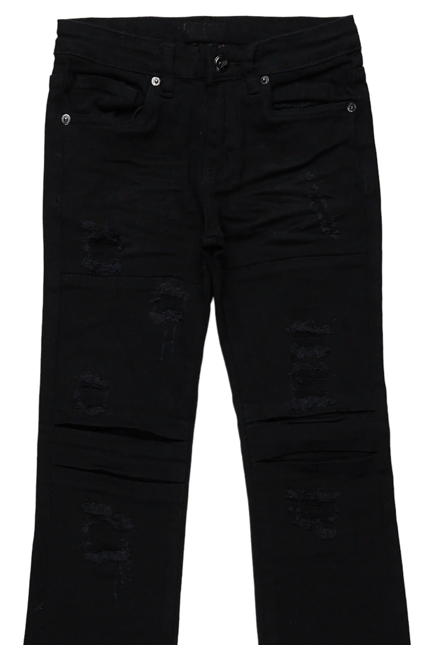 Girls Xaila Jet Black Stacked Flare Jean