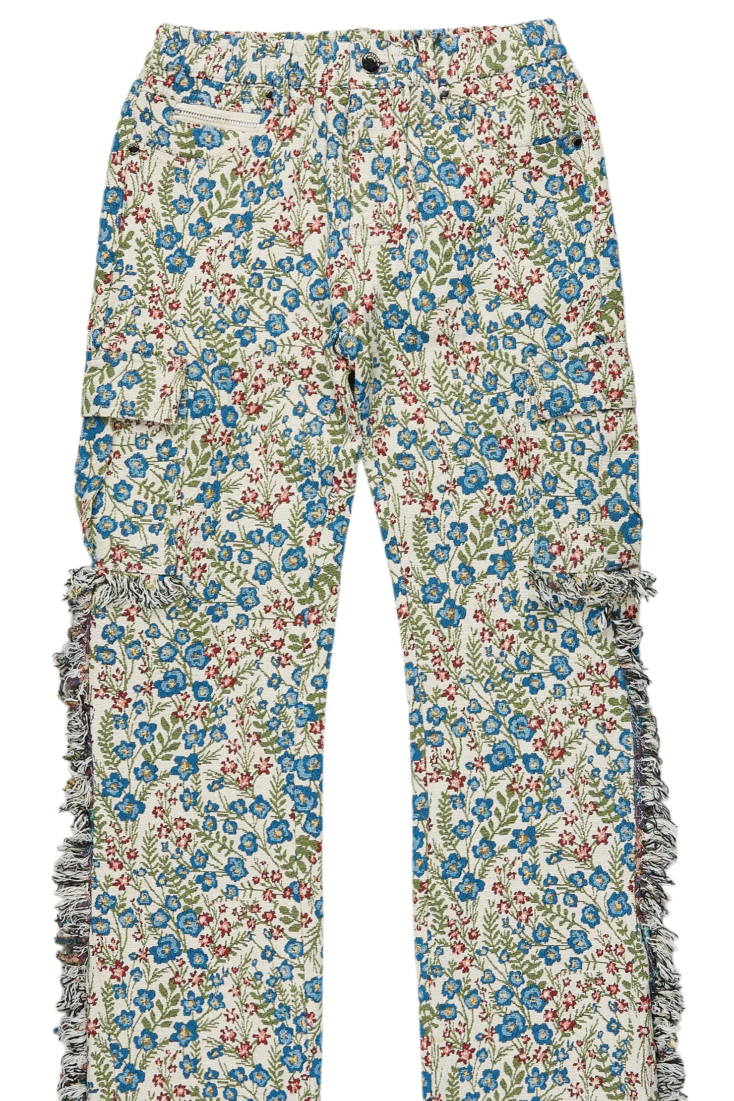 Girls Anaya Beige/Blue Slim Flare Pants