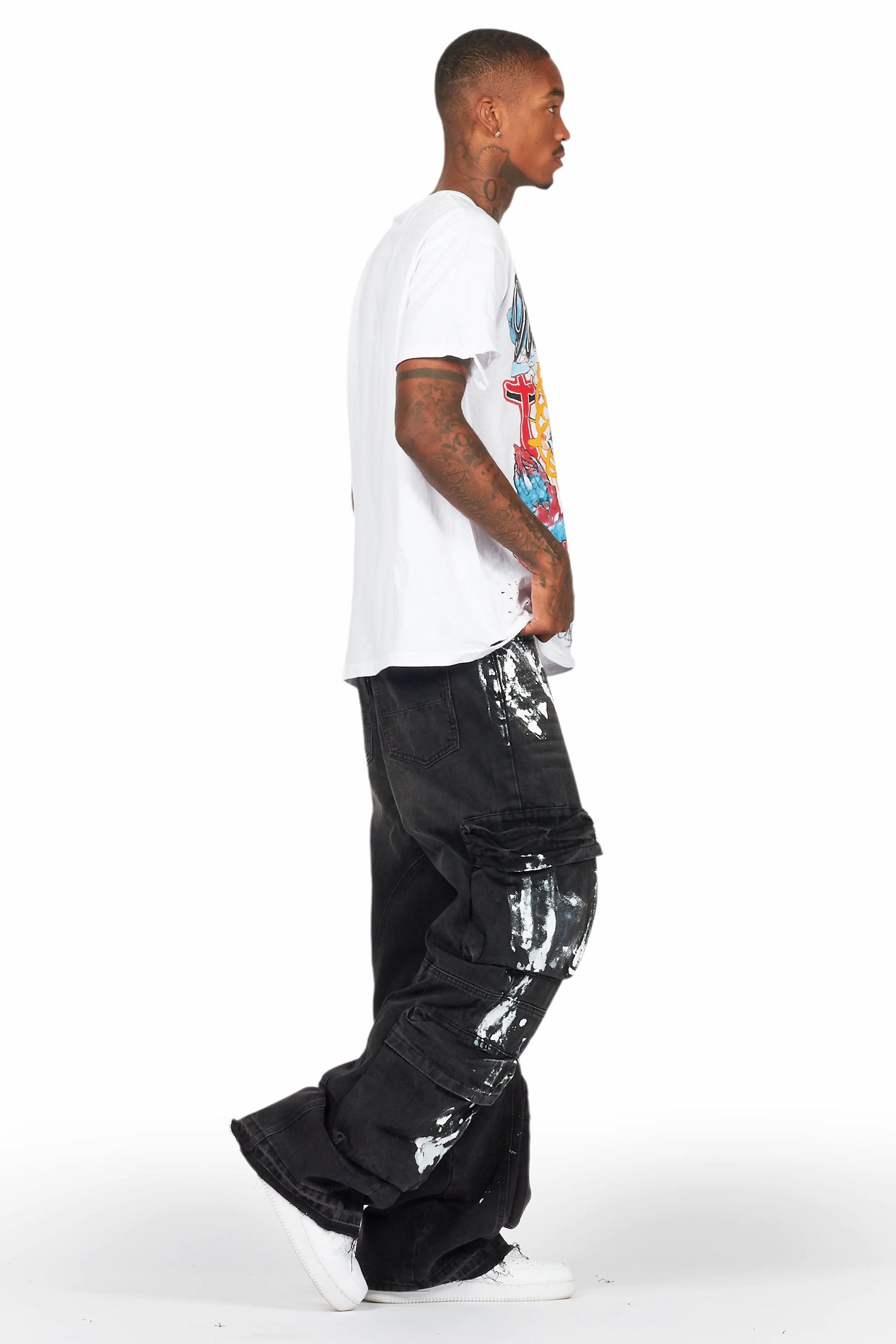 Alary Painter Black Baggy Fit Cargo Jean