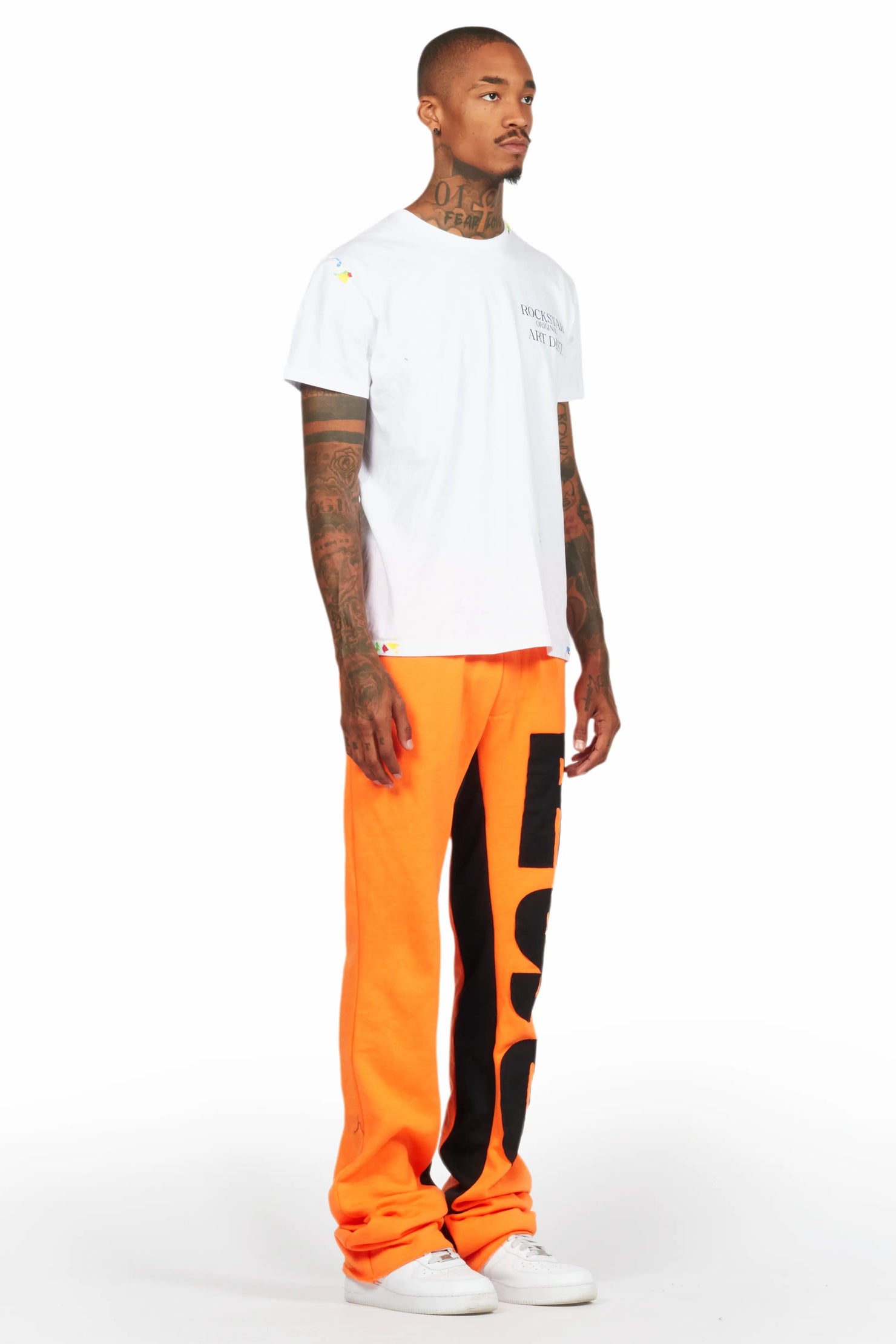 Uko Orange Stacked Baggy Track Pant