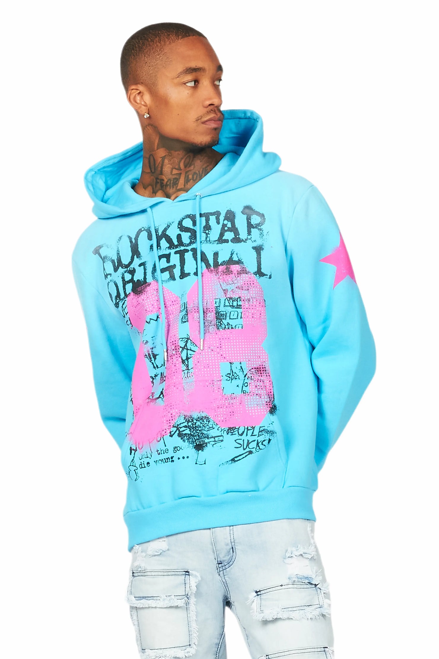 Addax Blue Graphic Hoodie