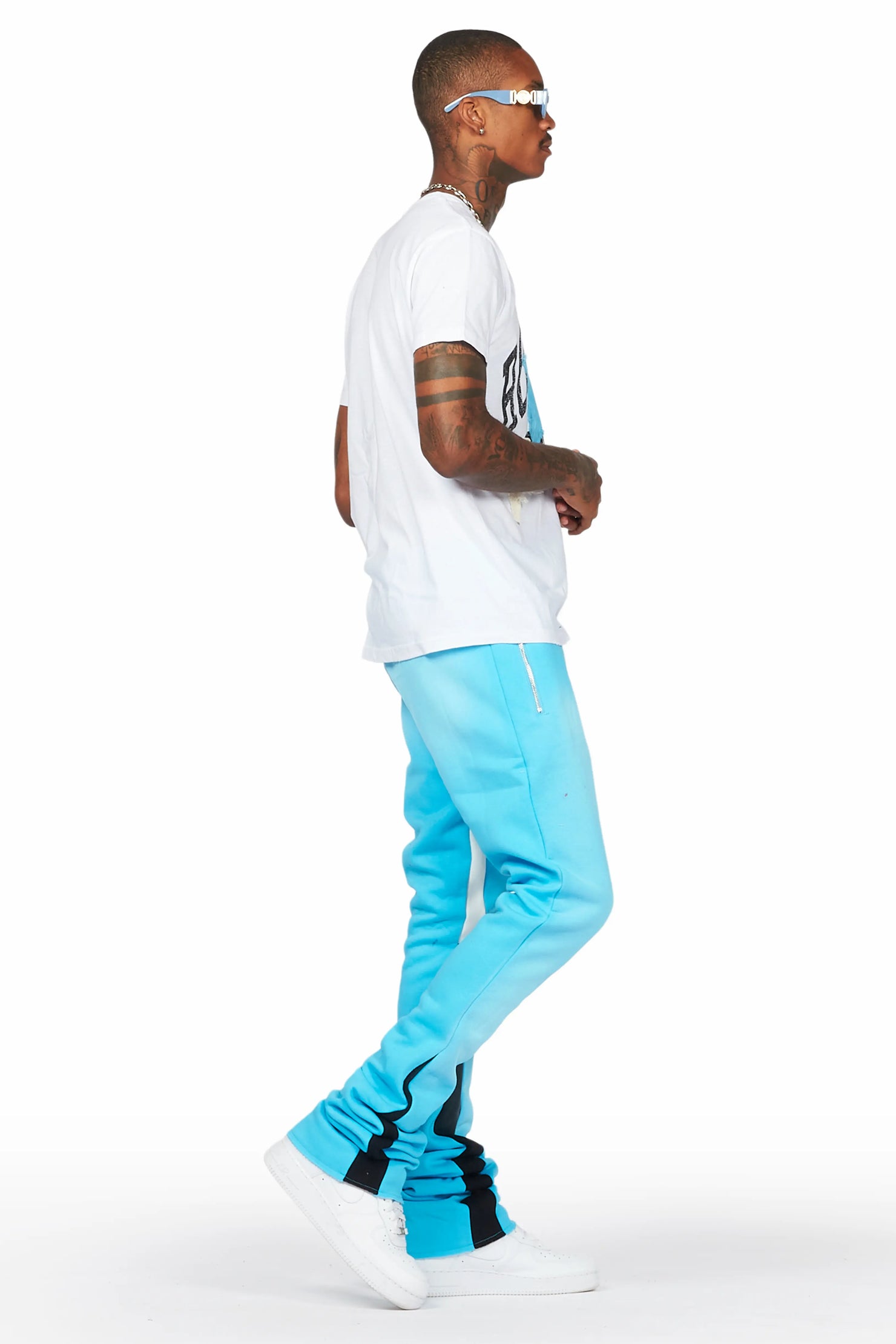 Mallor White/Blue T-Shirt/Super Stacked Track Set