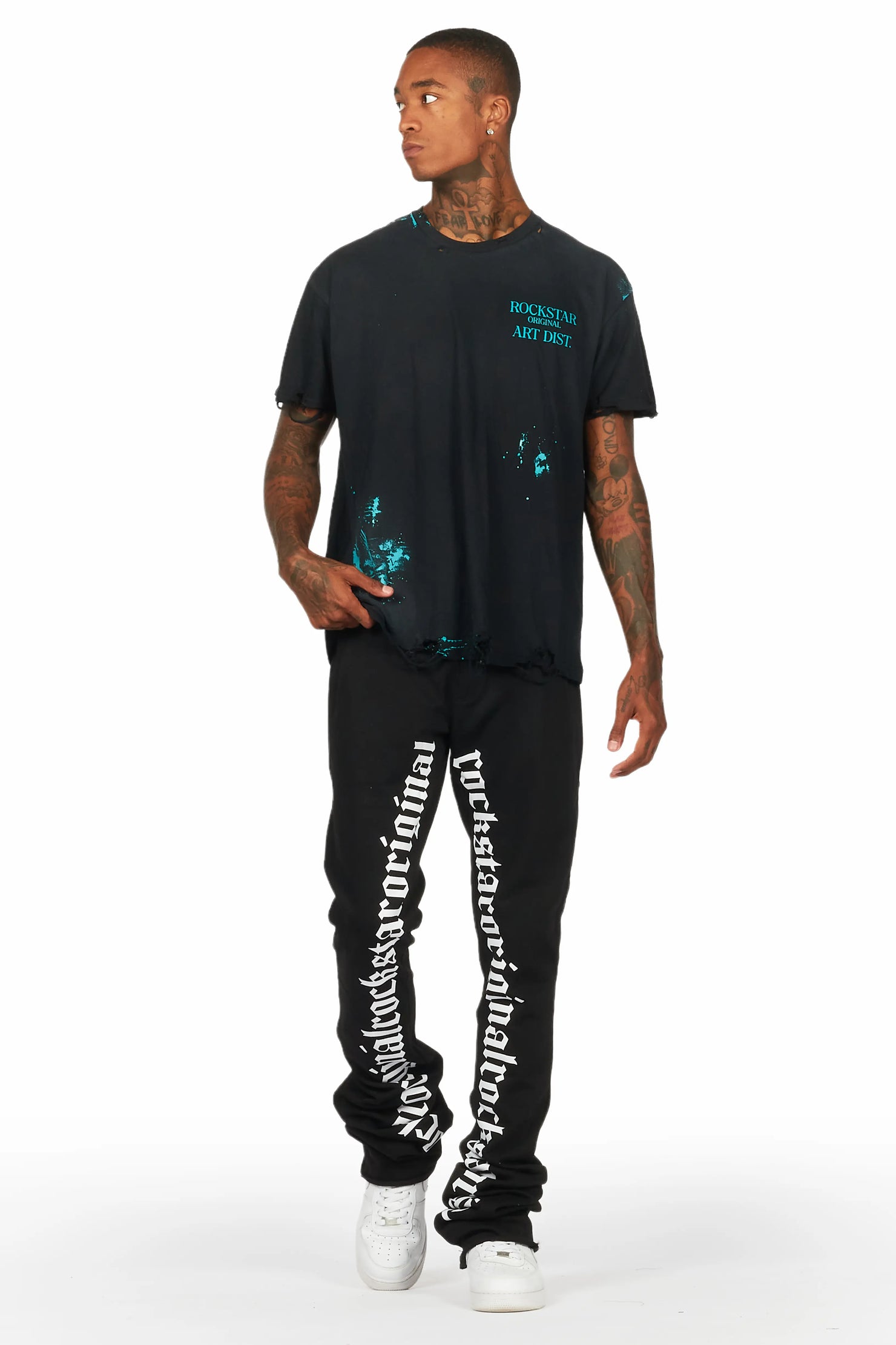 Farrell Black/Mint Graphic Oversized T-Shirt