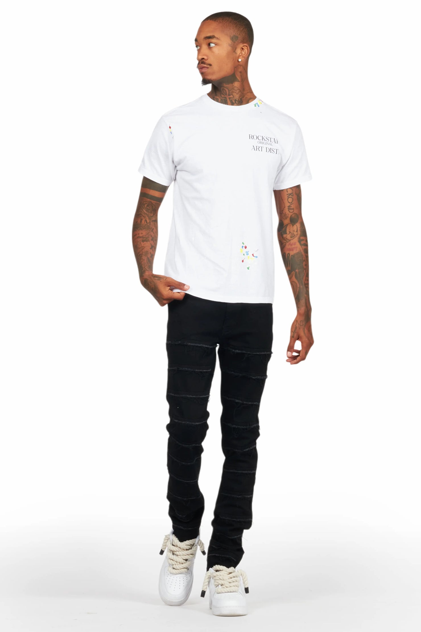 Waylon Jet Black  Frayed Slim Fit Jean