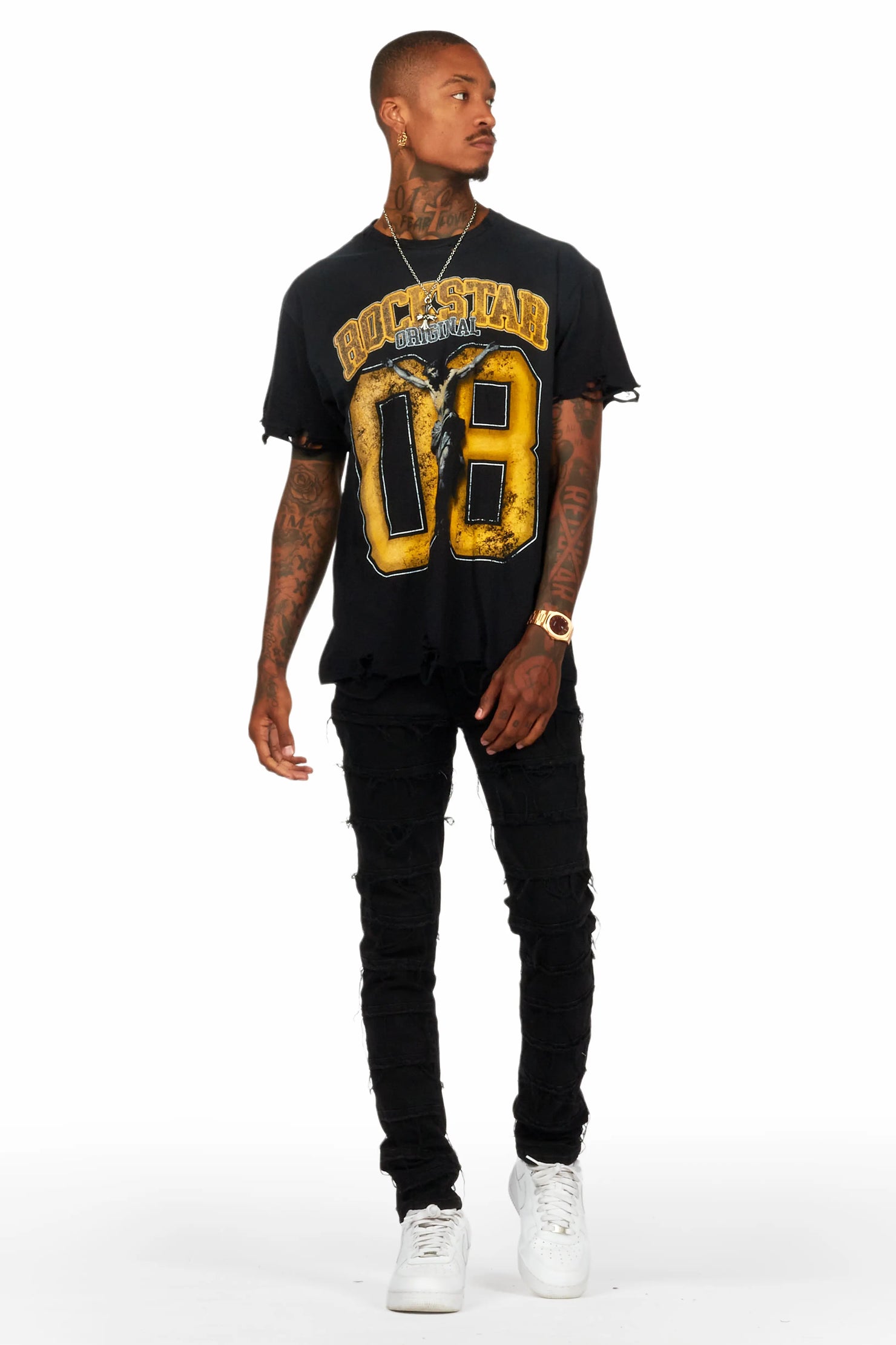 Waylon Black Frayed Slim Fit Jean