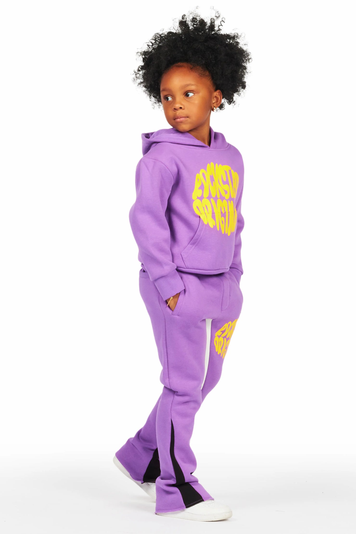 Girls Rayna Purple Stacked Pant Set