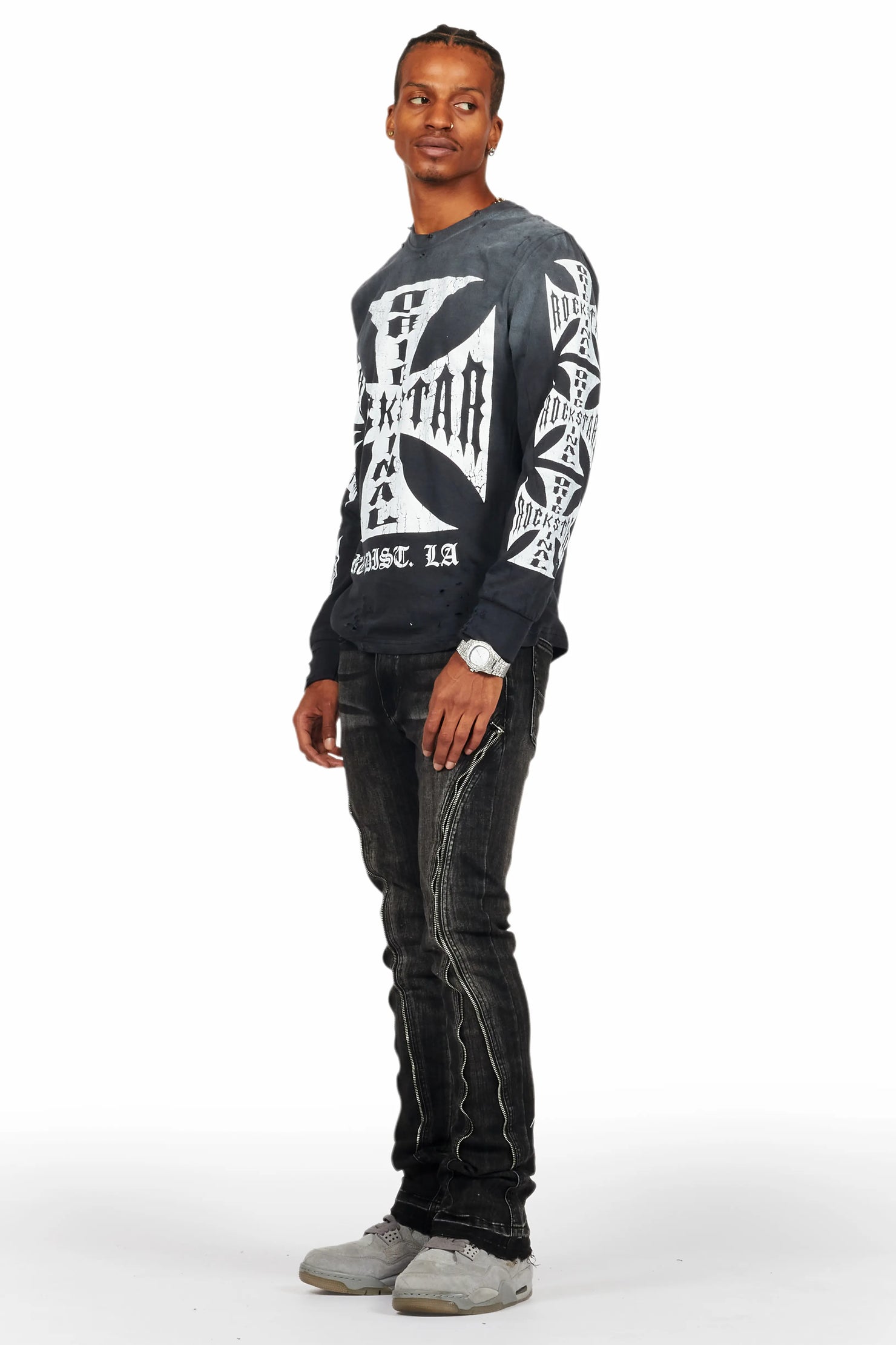 Udell Black Long Sleeve Graphic T-Shirt