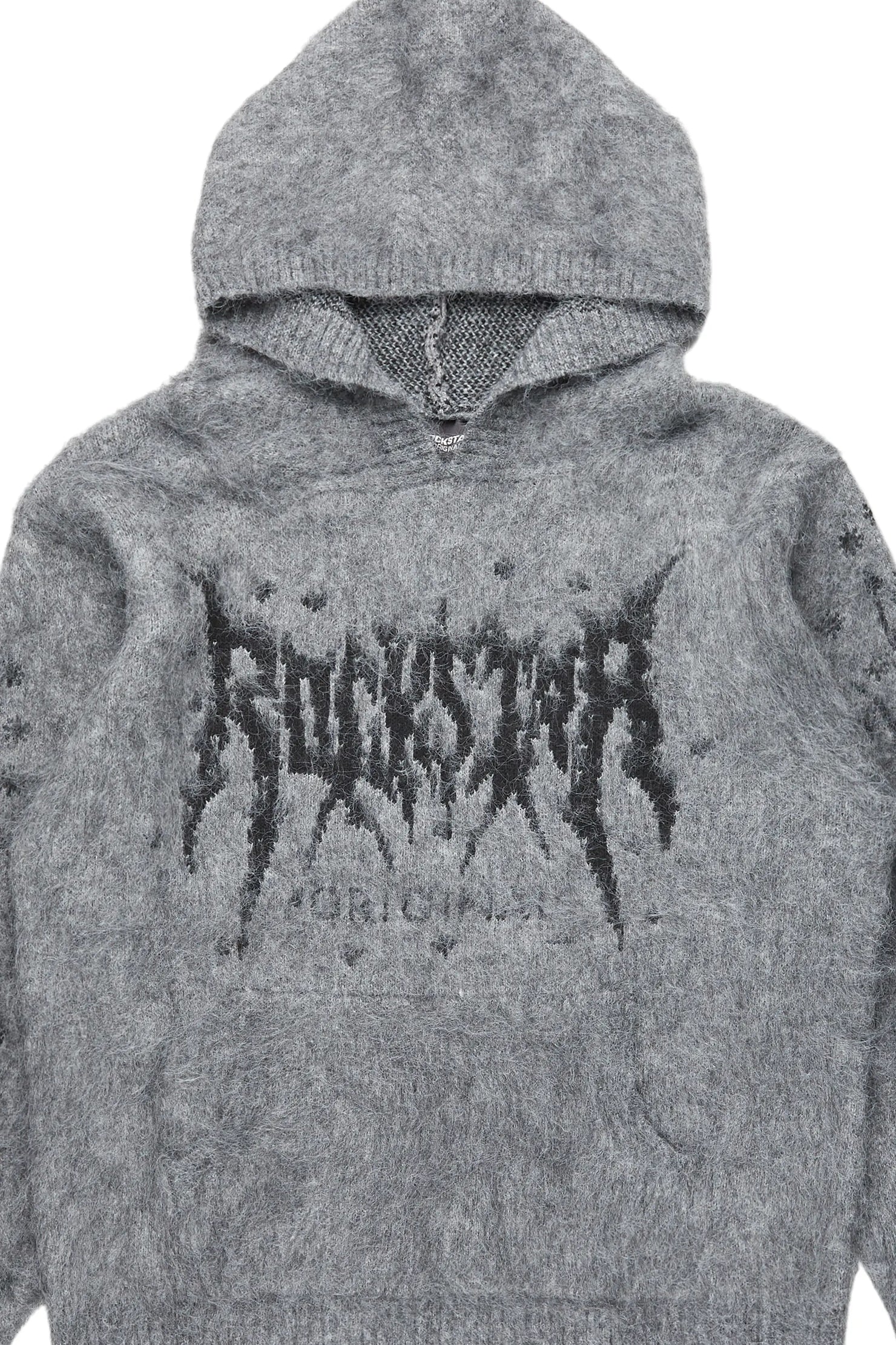 Raymond Grey Graphic Knitted Mohair Hoodie