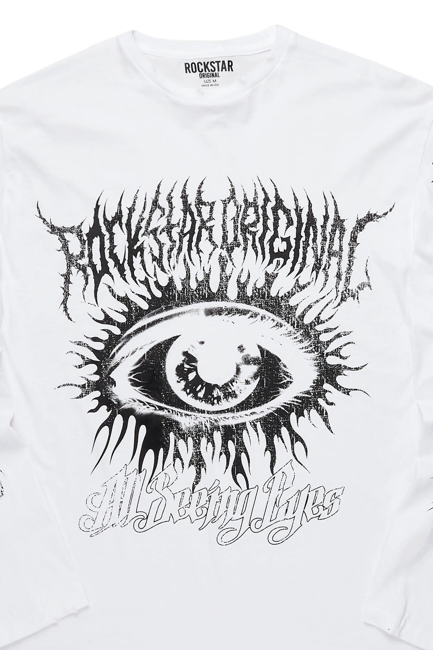 All Seeing Eyes White Long Sleeve Graphic T-Shirt