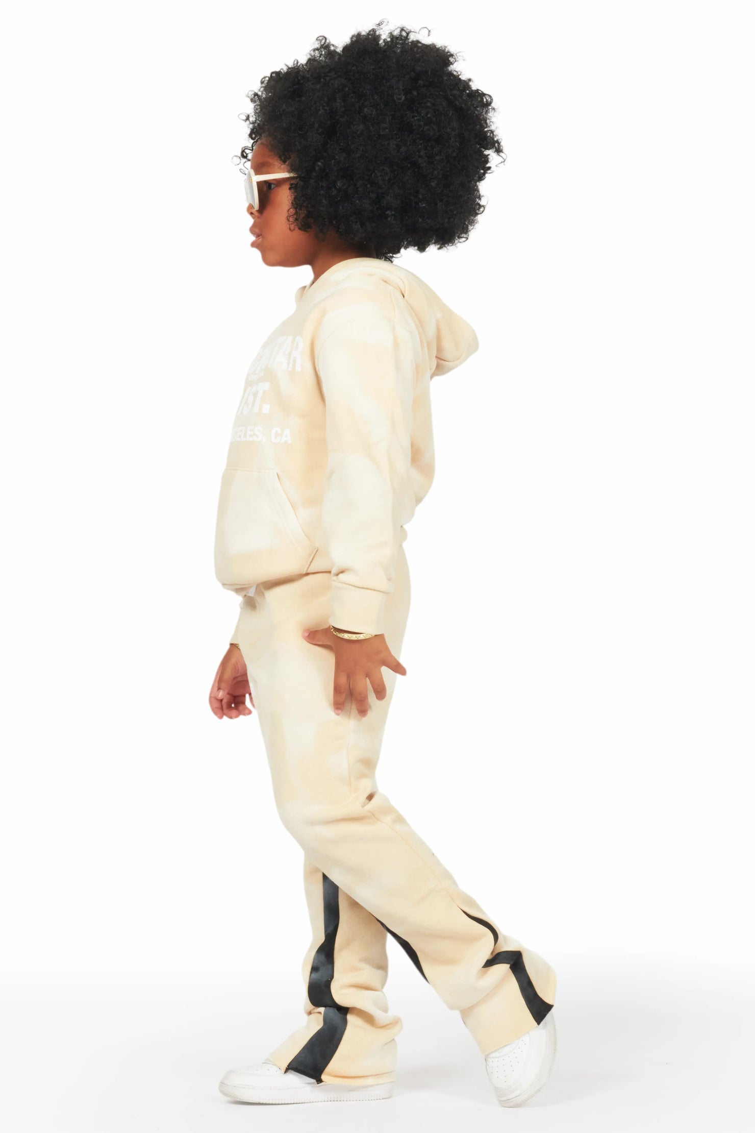 Girls Zenny Beige Stacked Pant Set