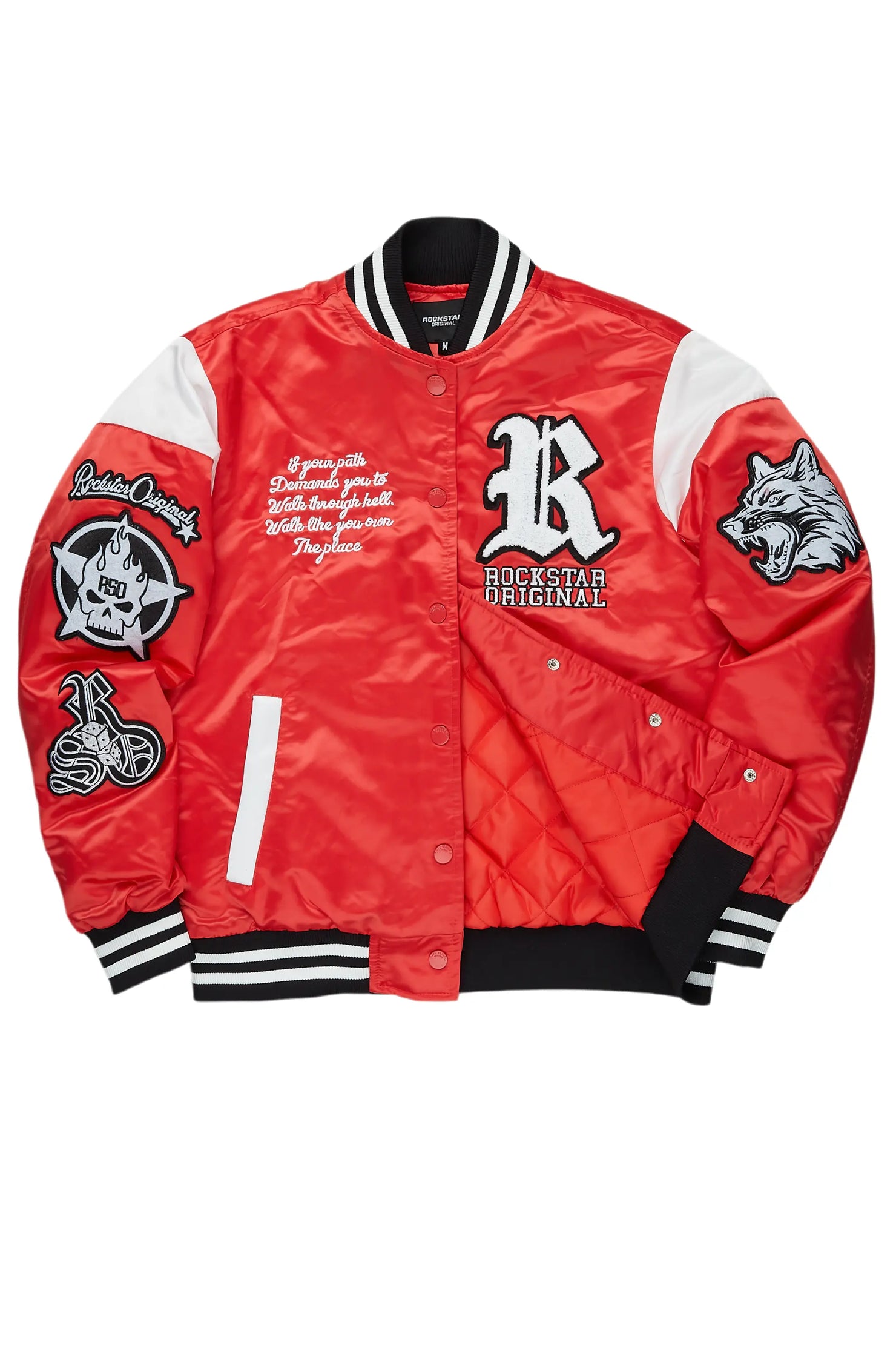 Sosa Red Satin Varsity Jacket