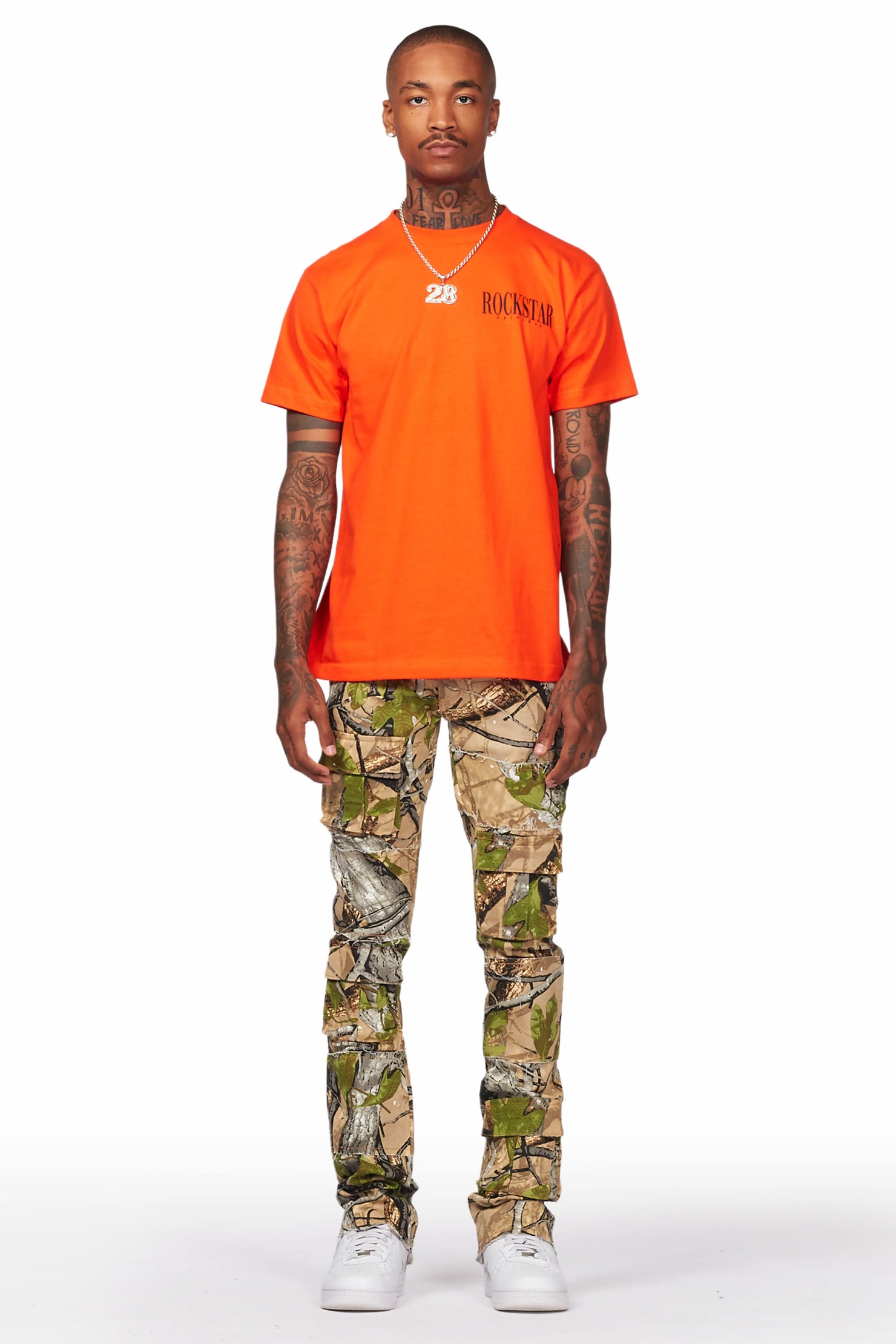 Duggar Tree Camo Cargo Stacked Flare Jean