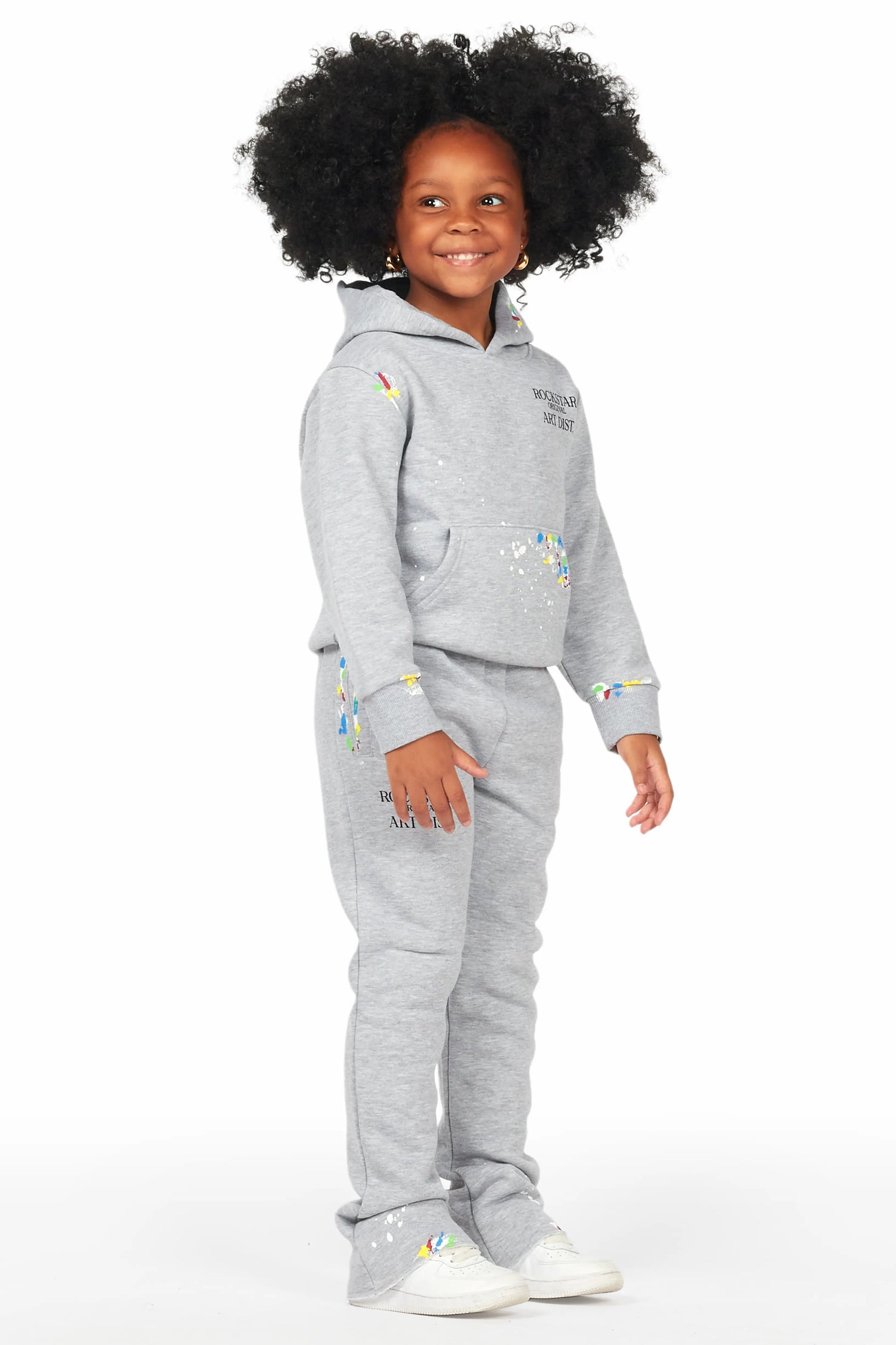 Girls Artie Grey Hoodie Stacked Flare Track Set