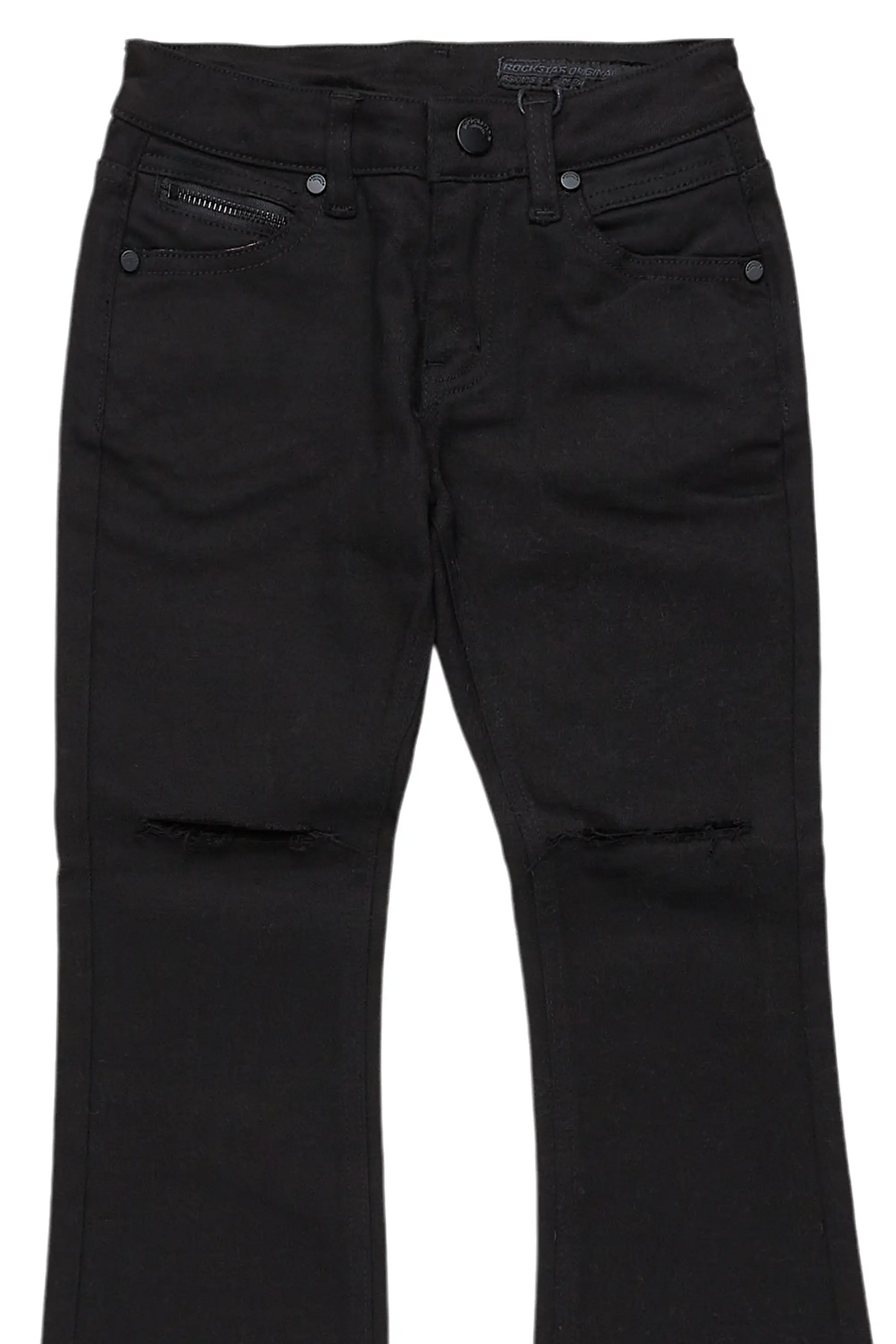 Boys Josiah Black Stacked Flare Jean