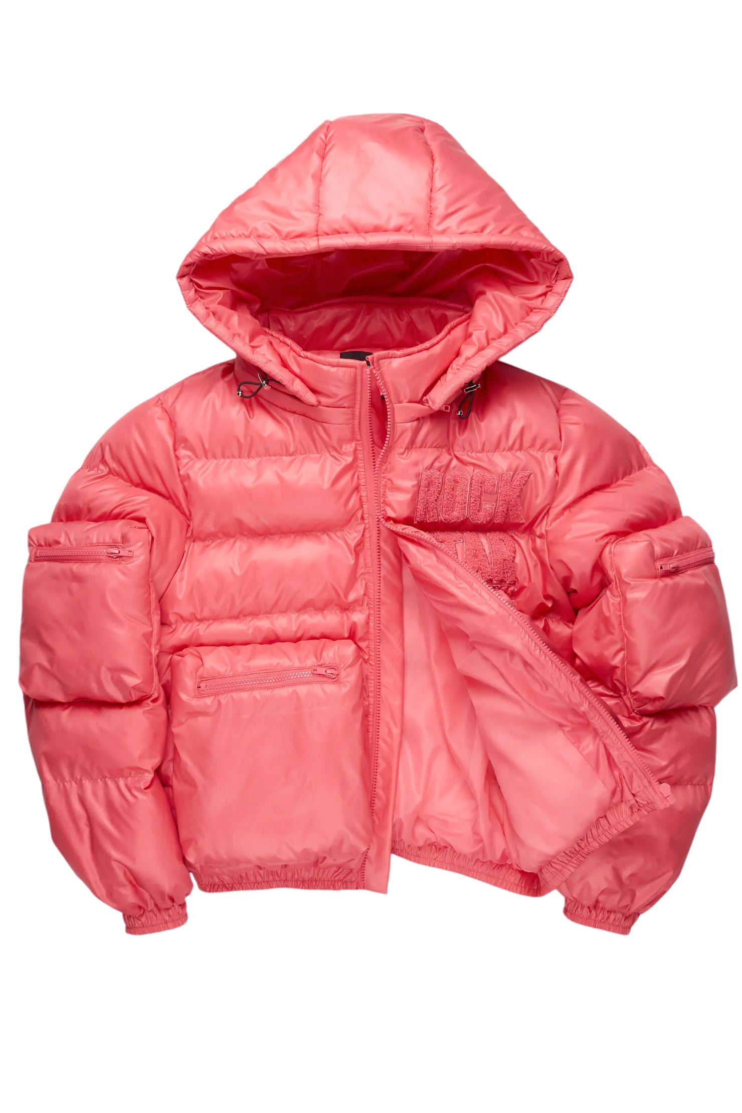 Keisha Pink Cargo Puffer Jacket