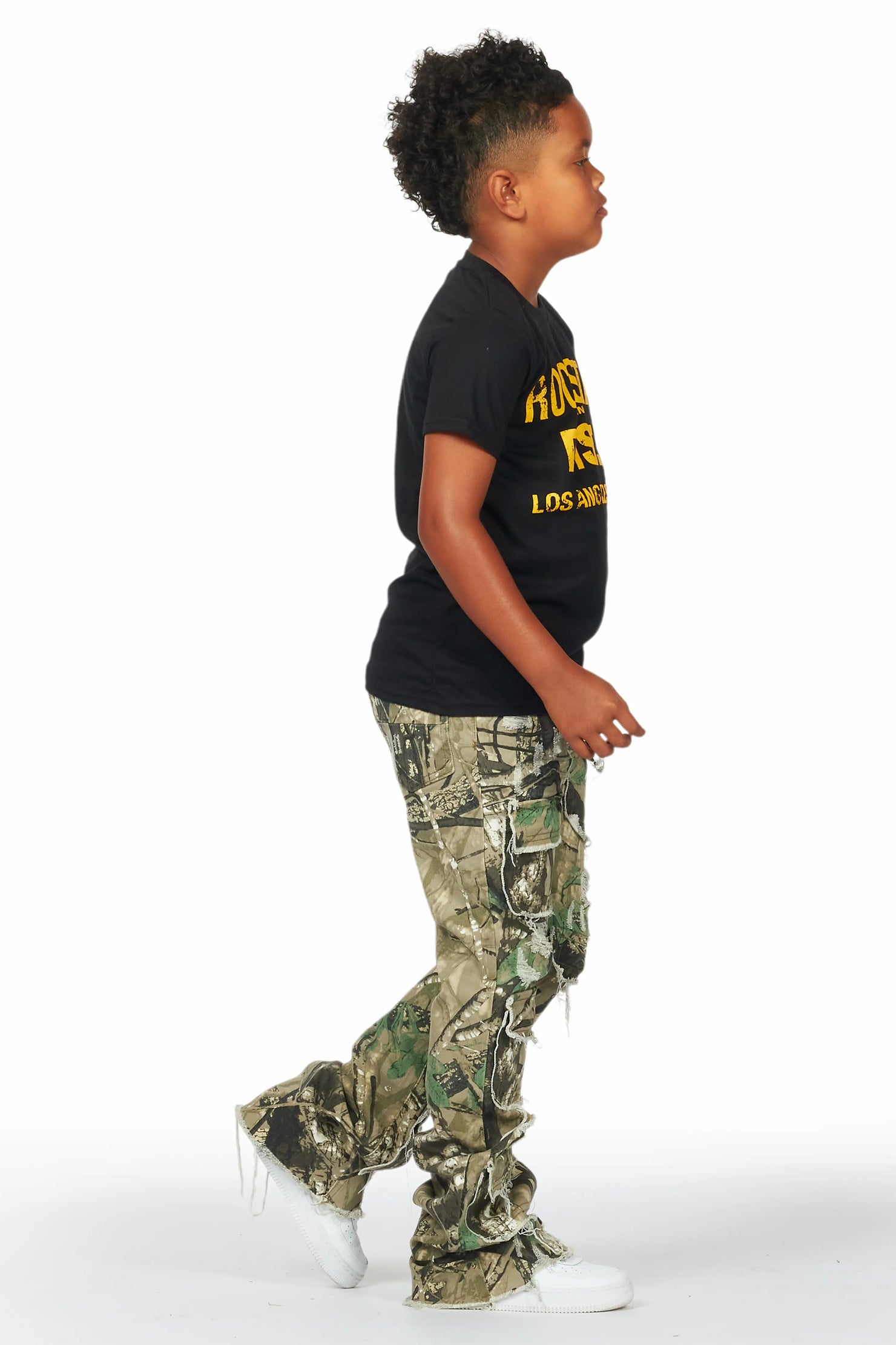 Boys Petrus Tree Camo Stacked Flare Jean