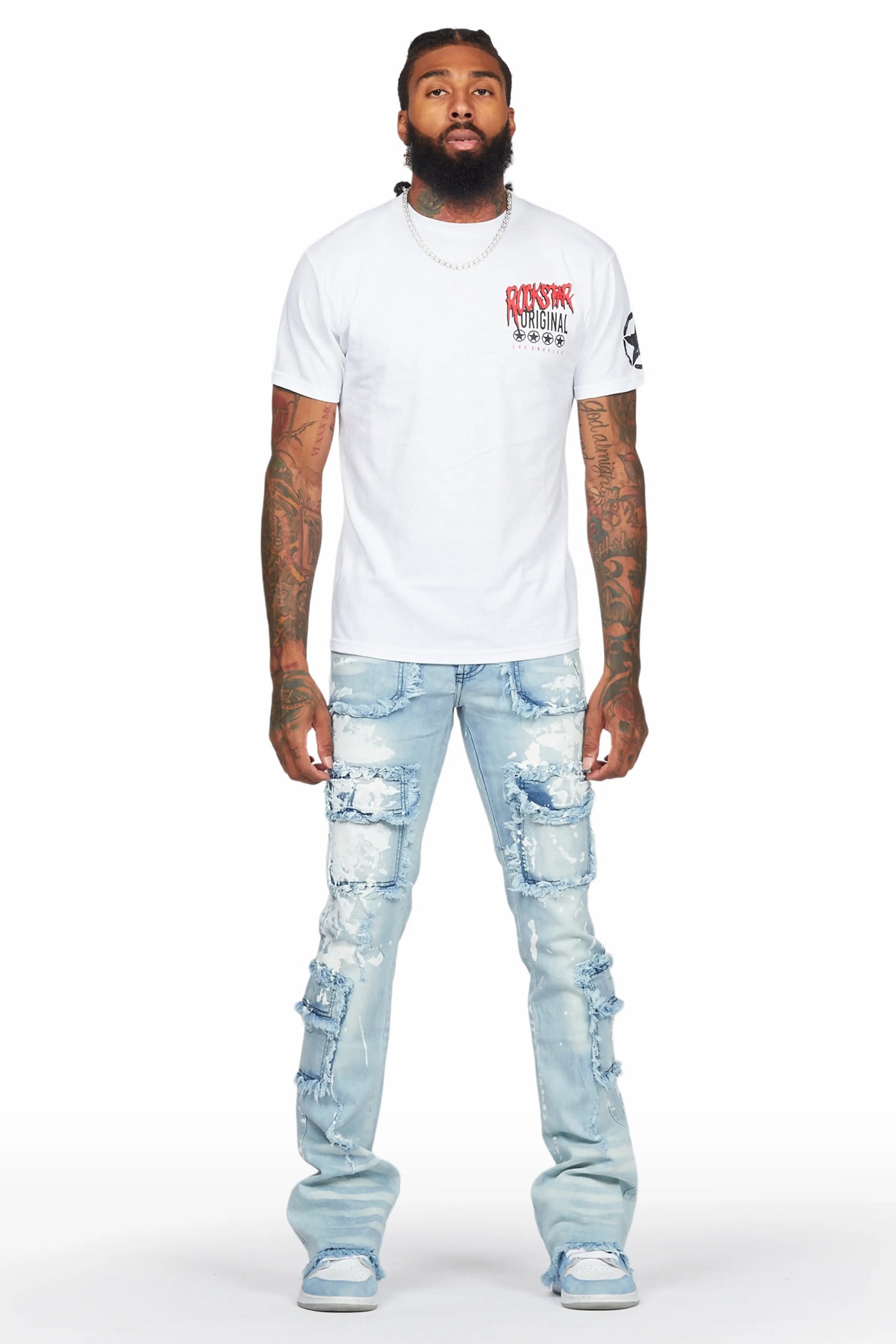 Velan Blue Painter Stacked Flare Jean