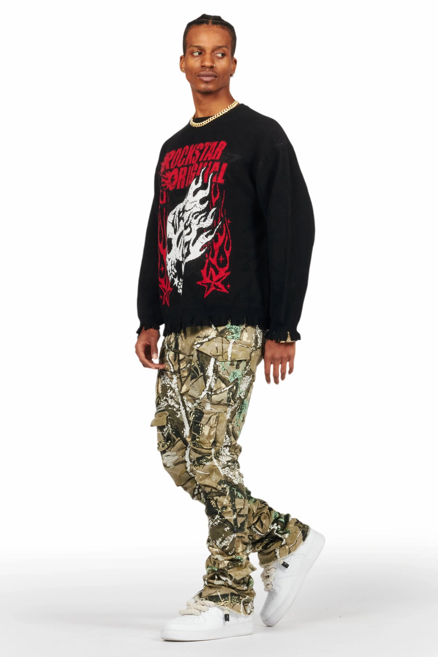 Gentry Tree Camo Stacked Flare Jean