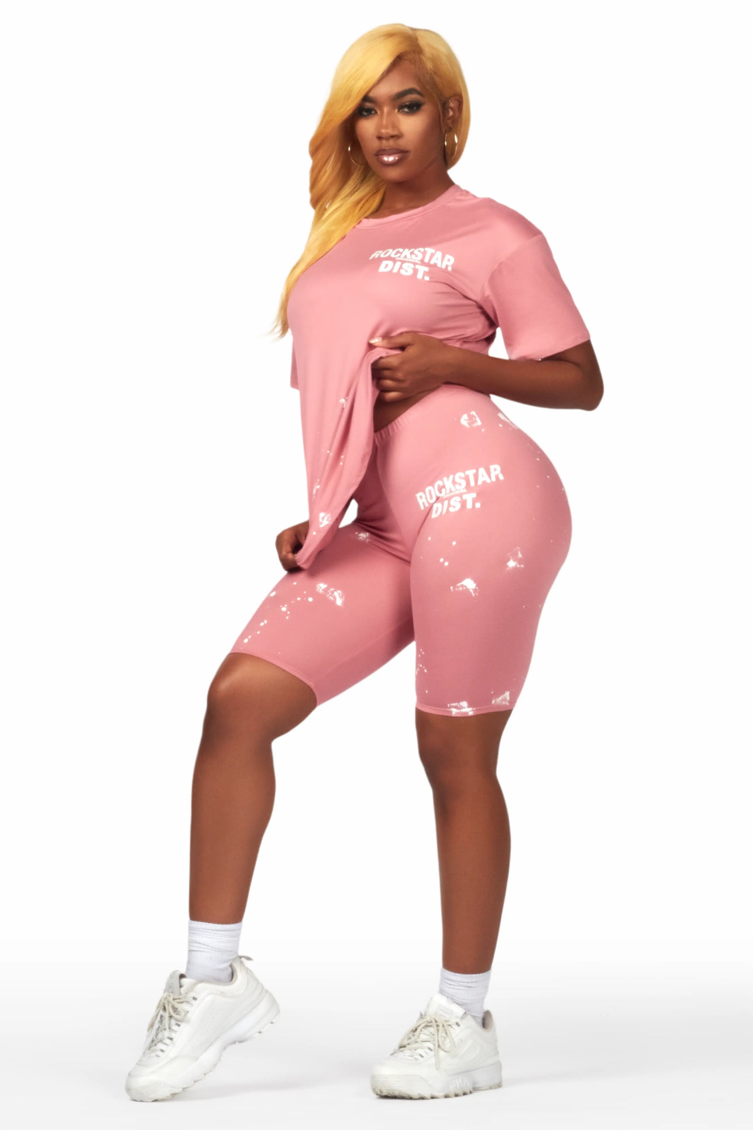 Living For It Light Pink Bike Short Set