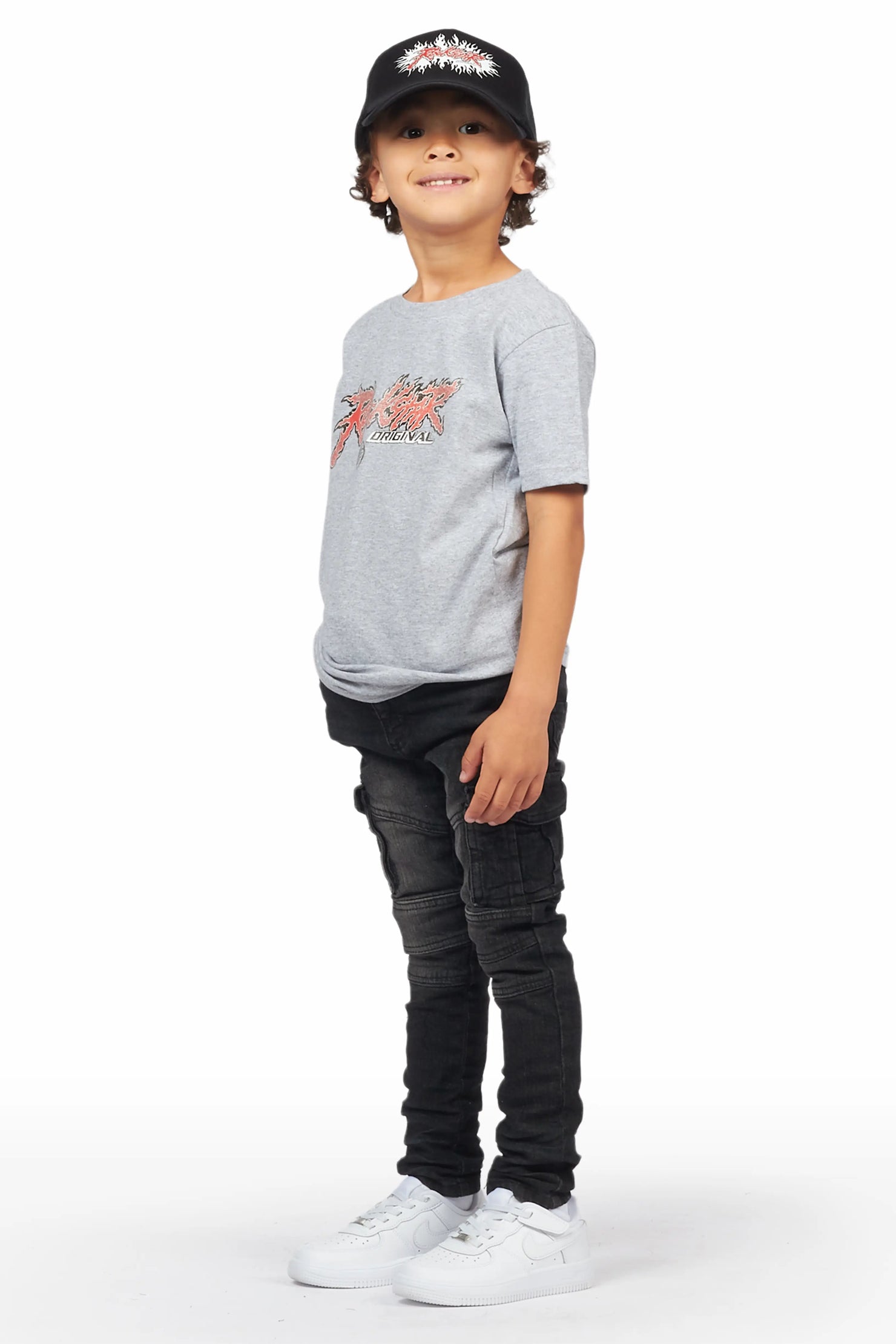 Boys Acco Grey  T-Shirt/Cargo Skinny Jean Set